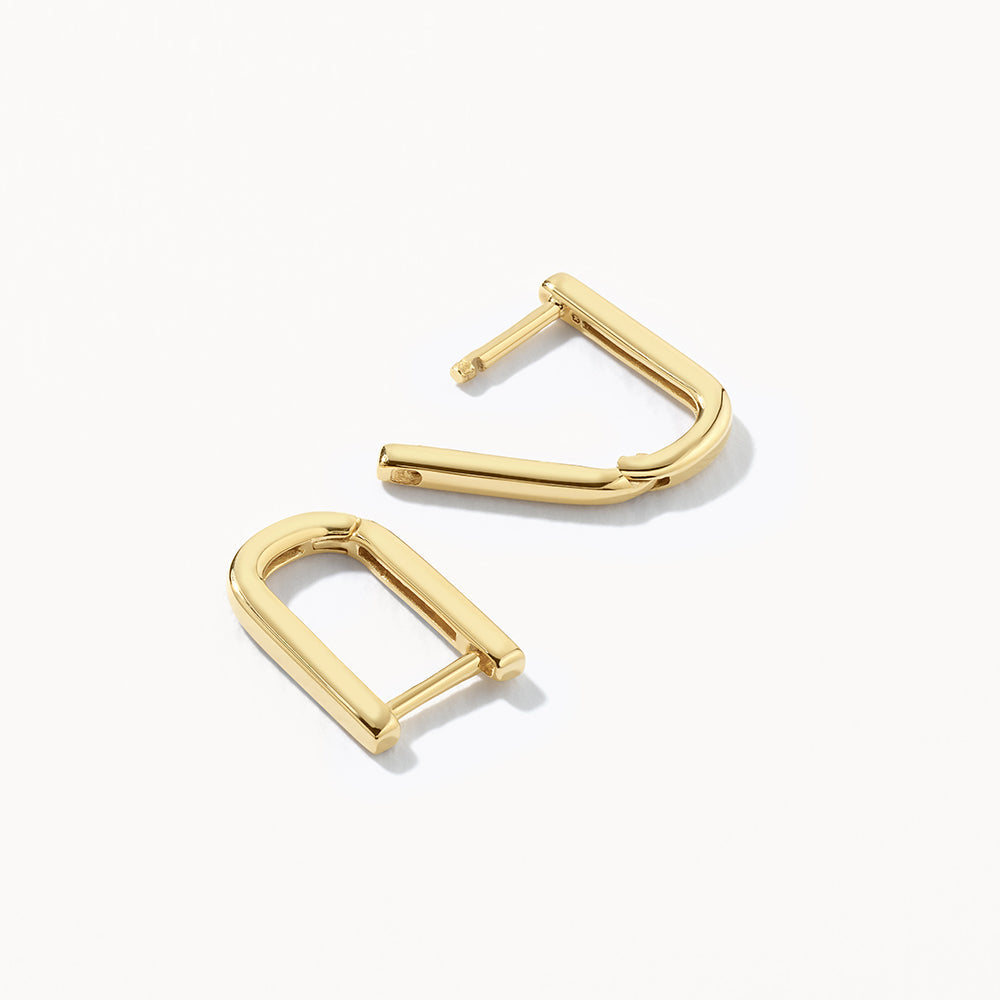10k Gold Midi Charm Paperclip Huggie Earrings - Elegant Everyday Jewelry for Women, Perfect for Work, Date Night & Special Occasions