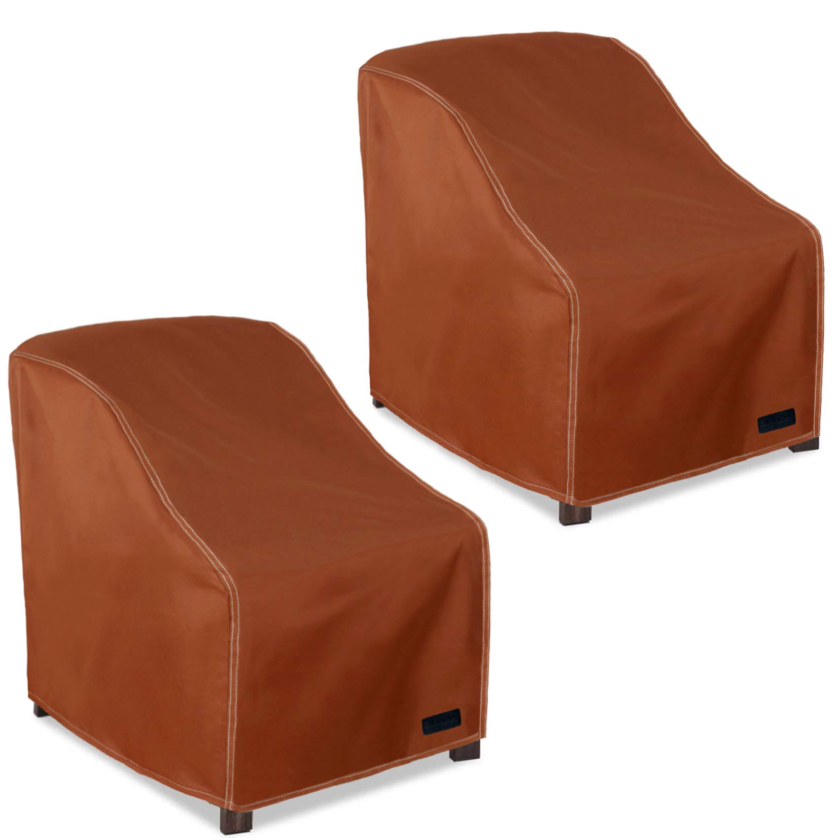 Waterproof Heavy Duty Patio Chair Covers 2 Pack - Outdoor Furniture Covers for Deep Seat Dining Chairs (28x30x28 Inches, Brown) - All Weather Protection for Lawn, Garden & Backyard Use
