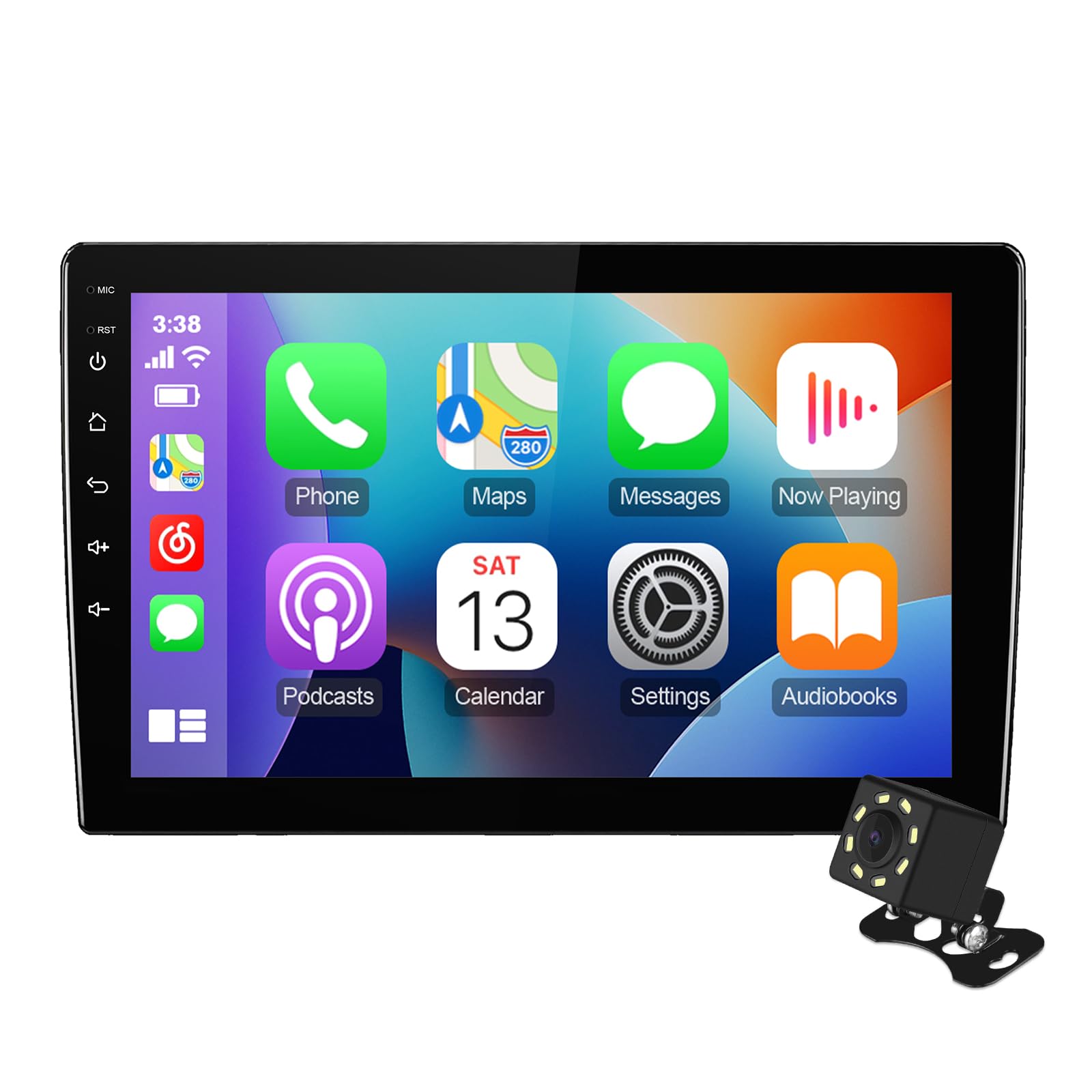 10.1-Inch Double Din IPS HD Touchscreen Android 10 Car Stereo with Wireless CarPlay & Android Auto - GPS, WiFi, Bluetooth, FM Radio, Backup Camera, SWC, 2+32GB - Perfect for Road Trips, Commuting & Hands-Free Driving