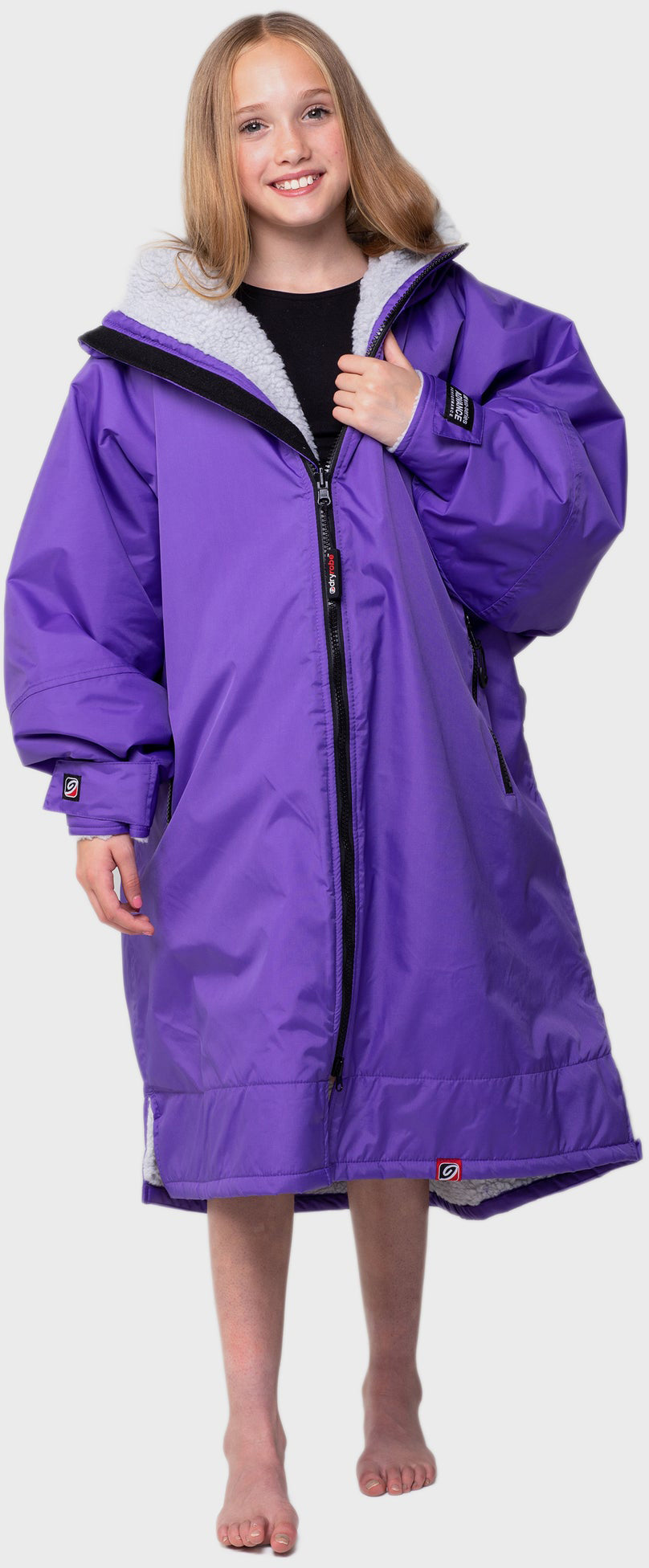 Dryrobe Advanced Kids Long Sleeve Changing Robe - Waterproof Beach Changing Robe for Swimming, Surfing & Outdoor Activities