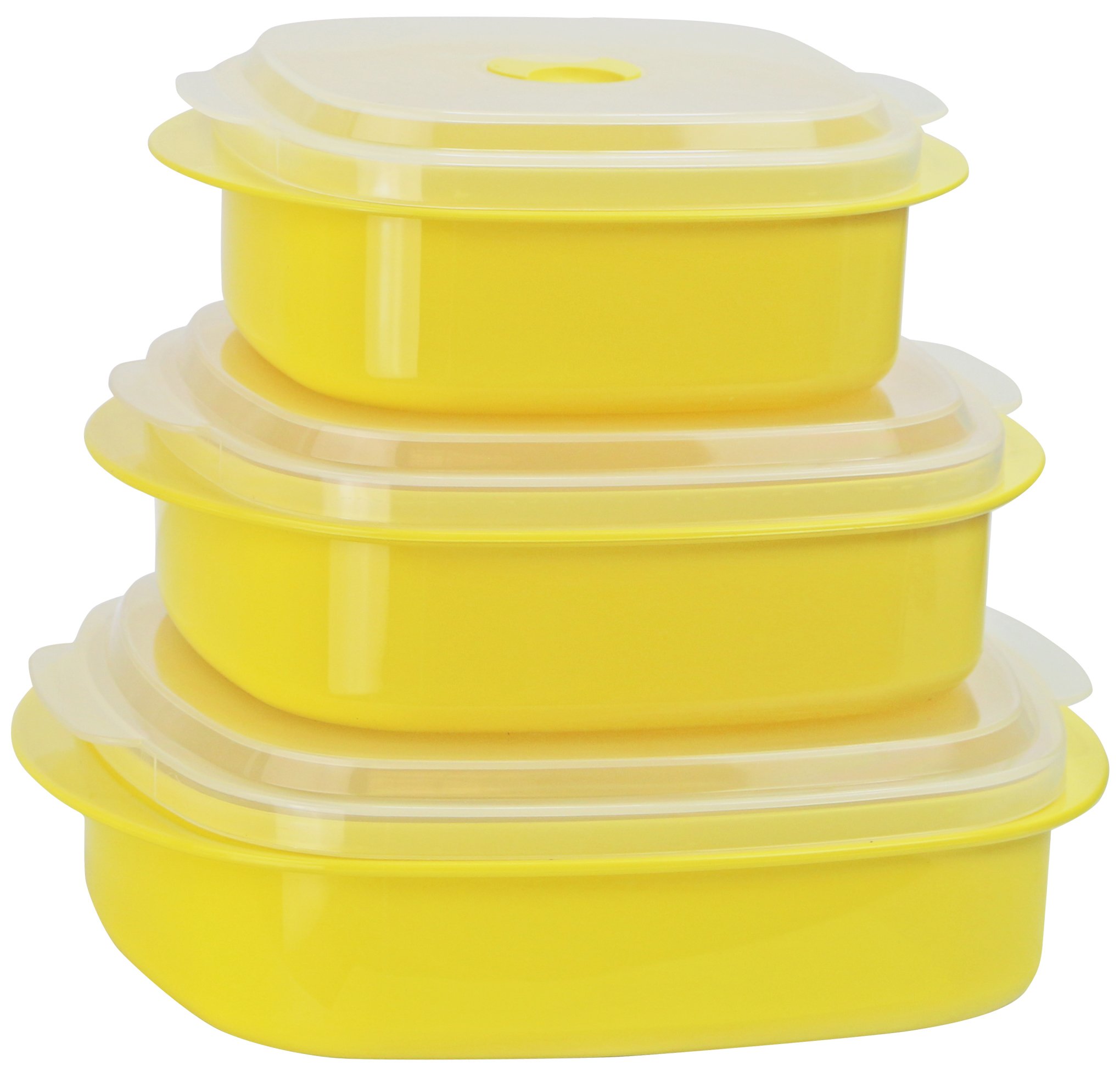 Reston Lloyd Calypso Basics 6-Piece Microwave Cookware Set - Steamer & Food Storage Containers with Lid, BPA-Free Plastic (Lemon, Multiple Sizes) - Perfect for Meal Prep, Leftovers & Quick Microwave Cooking