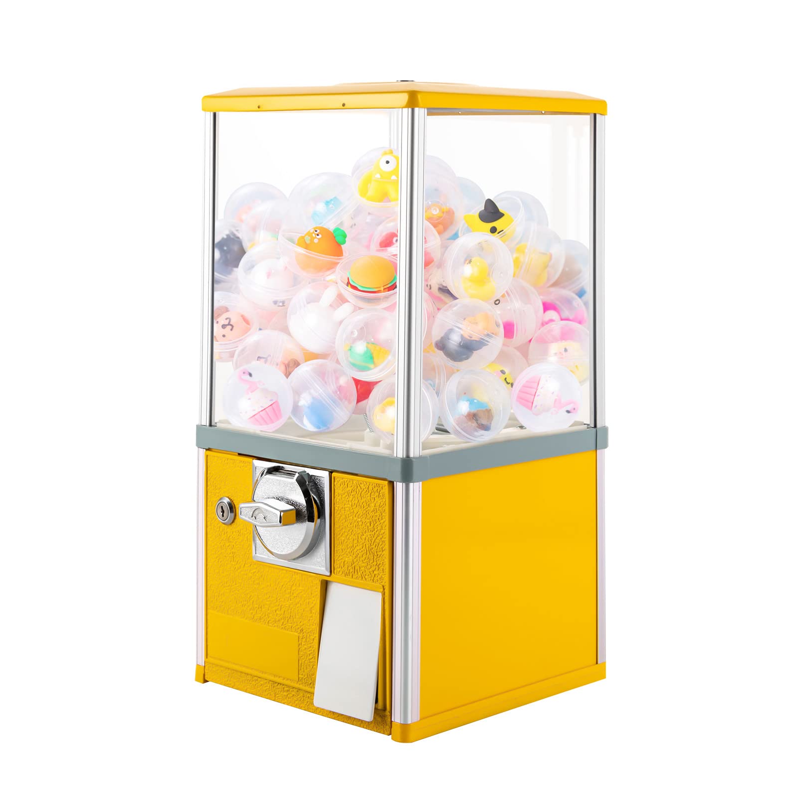 DYRABREST Commercial Toy & Candy Vending Machine - Large Capacity Gumball Bank for 1.18-2.17 Inch Toys - Perfect for Arcades, Game Stores, Retail Shops & Birthday Parties (Yellow)