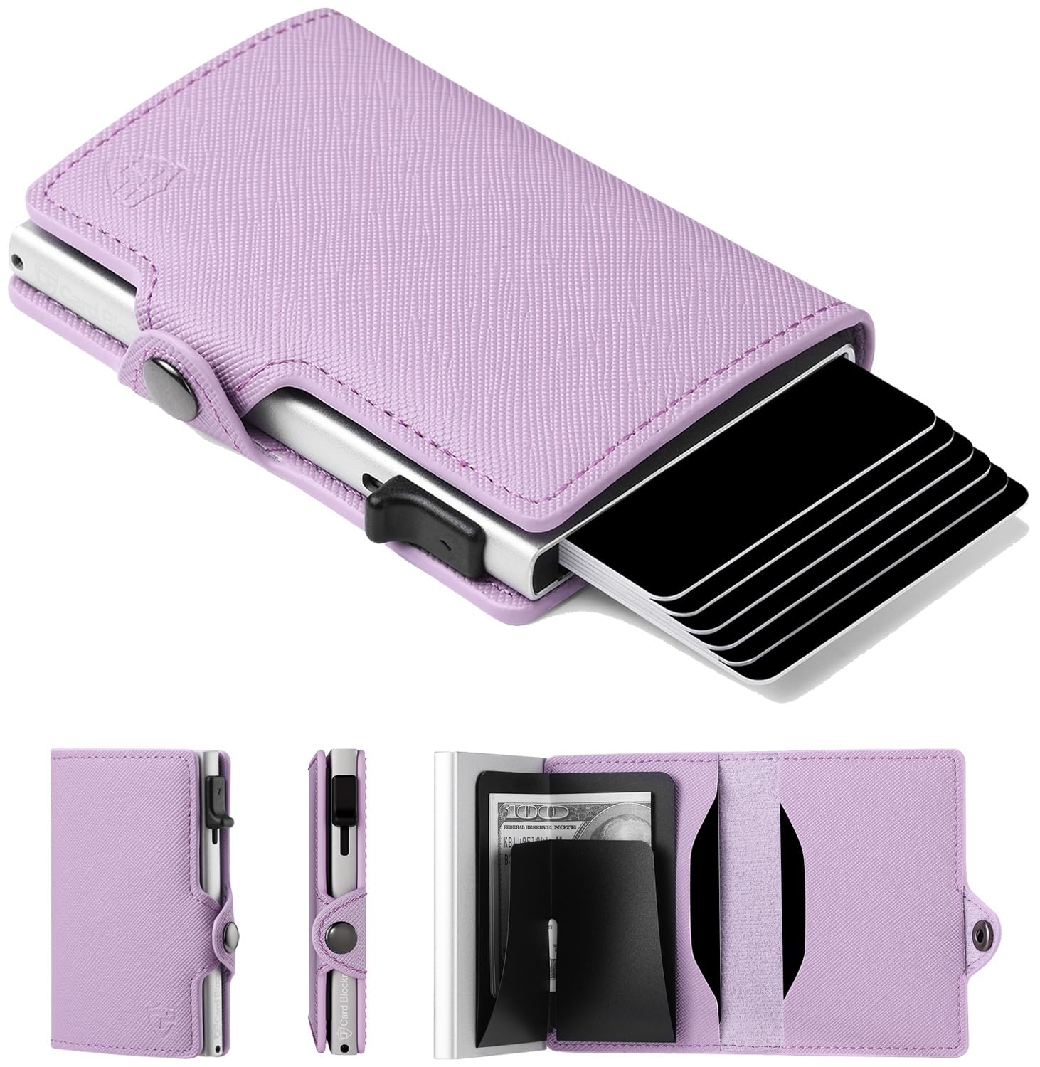 Women's Slim RFID Blocking Wallet - Light Pink PU Saffiano Leather Card Holder for Small Purses | Compact Pop-Up Design with Anti-Theft Protection | Perfect for Everyday Use, Travel & Minimalist Lifestyle