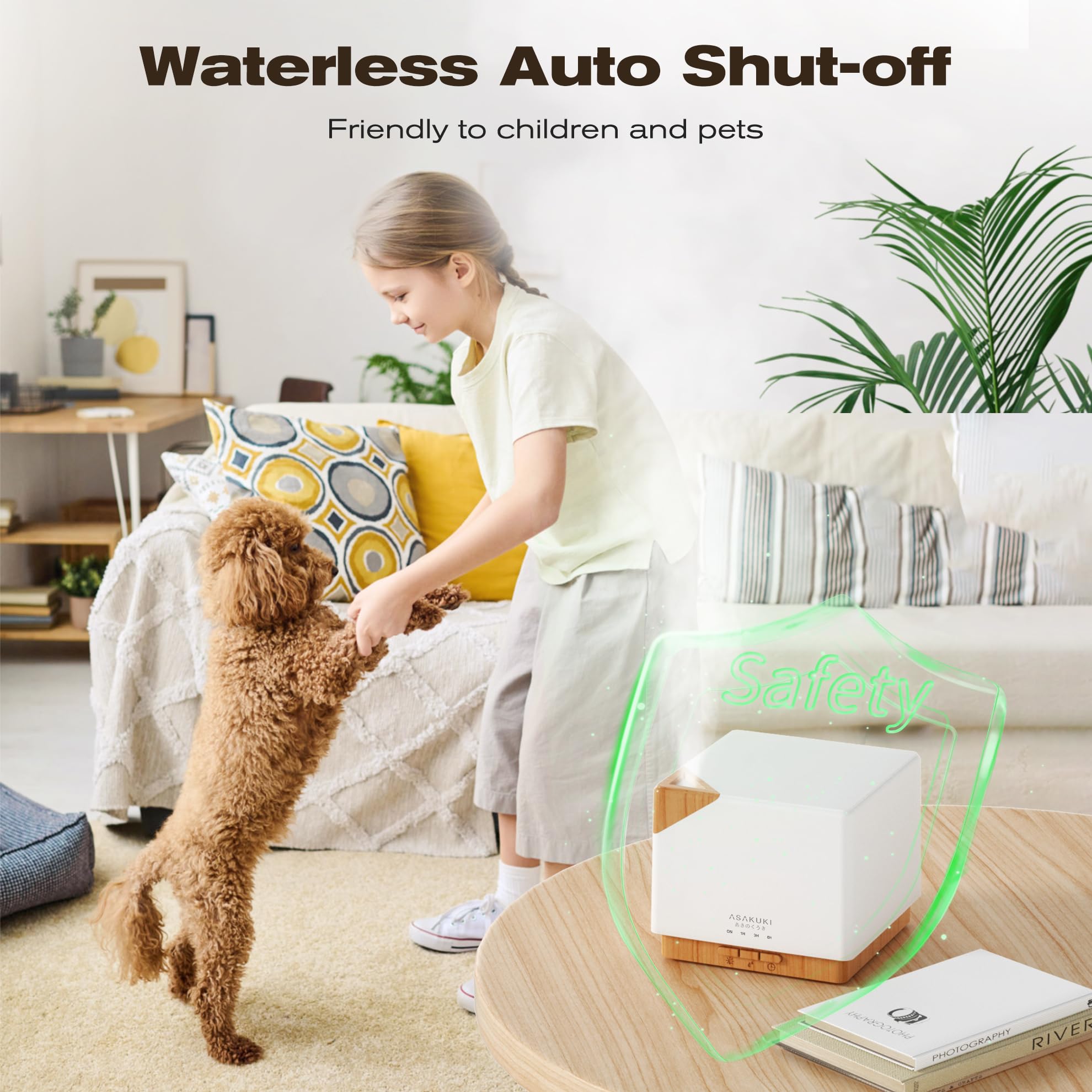 ASAKUKI 700ml Ultrasonic Essential Oil Diffuser - 5-in-1 Aromatherapy Humidifier with 7 Color LED Lights, Auto Shut-Off & Timer for Home, Office, Yoga, Spa, and Bedroom Relaxation