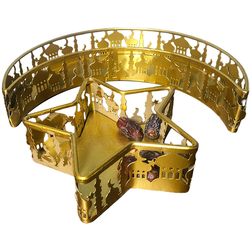 Yeahii Reusable Islamic Eid Mubarak Cake Stand - Decorative Ramadan Iron Tray for Cookies, Candy & Desserts | Perfect for Eid Party Supplies, Wedding Decorations & Ramadan Celebrations