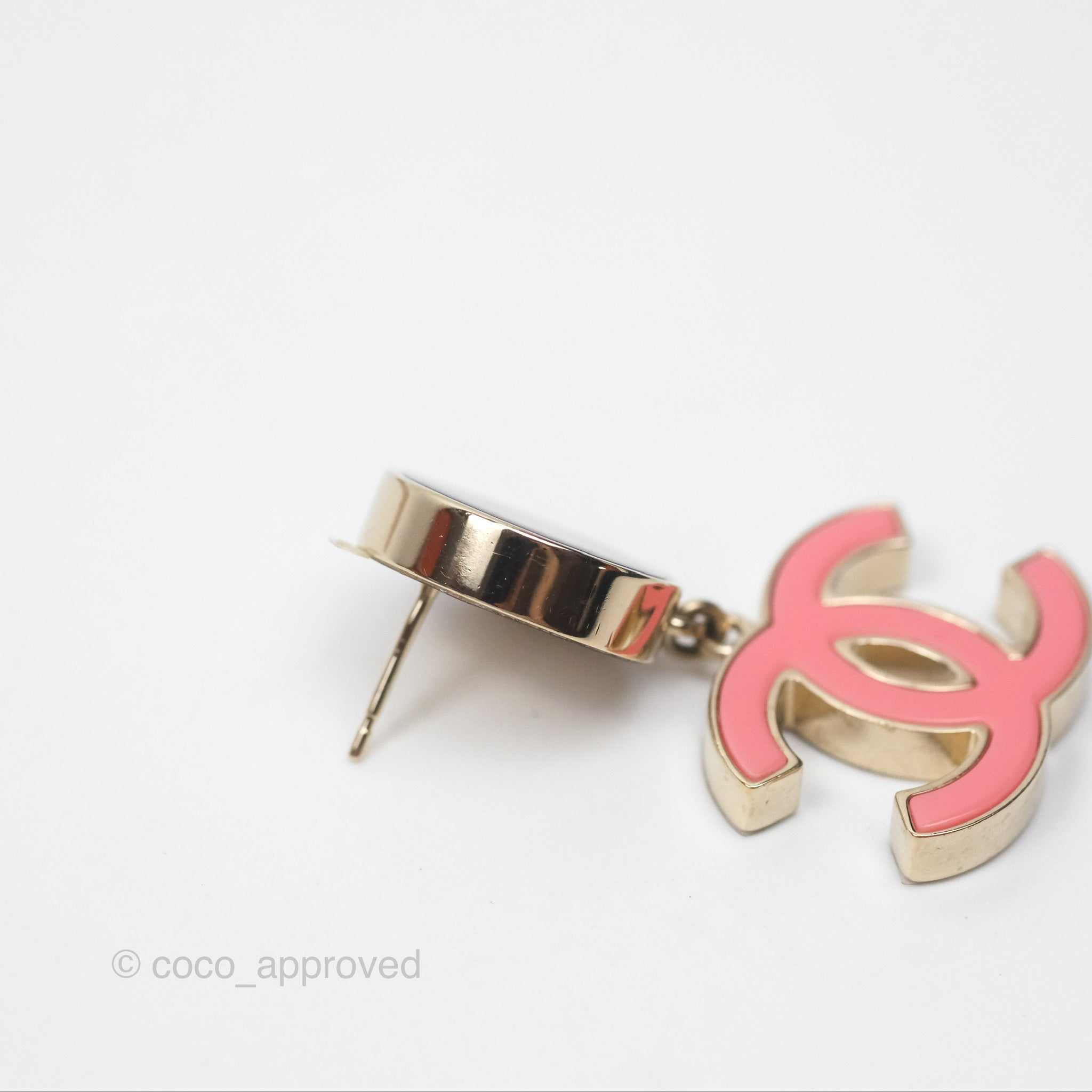 Chanel CC Logo Enamel Pink & Black Drop Earrings - Luxury Fashion Jewelry for Women, Perfect for Parties, Weddings & Special Occasions
