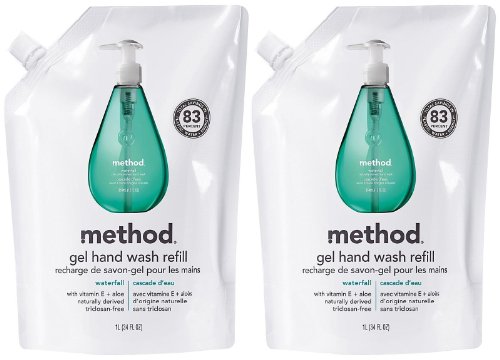 Eco-Friendly Waterfall Scented Gel Hand Wash Refill Pouch - 34 oz, 2 Pack - Perfect for Home, Office & Public Restrooms