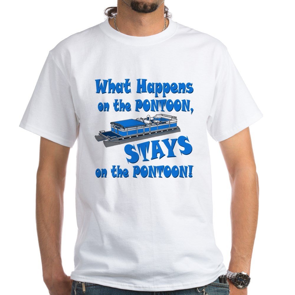 On The Pontoon T-Shirt - 100% Cotton Comfortable White Tee for Men & Women - Perfect for Boating, Beach Outings & Summer Relaxation