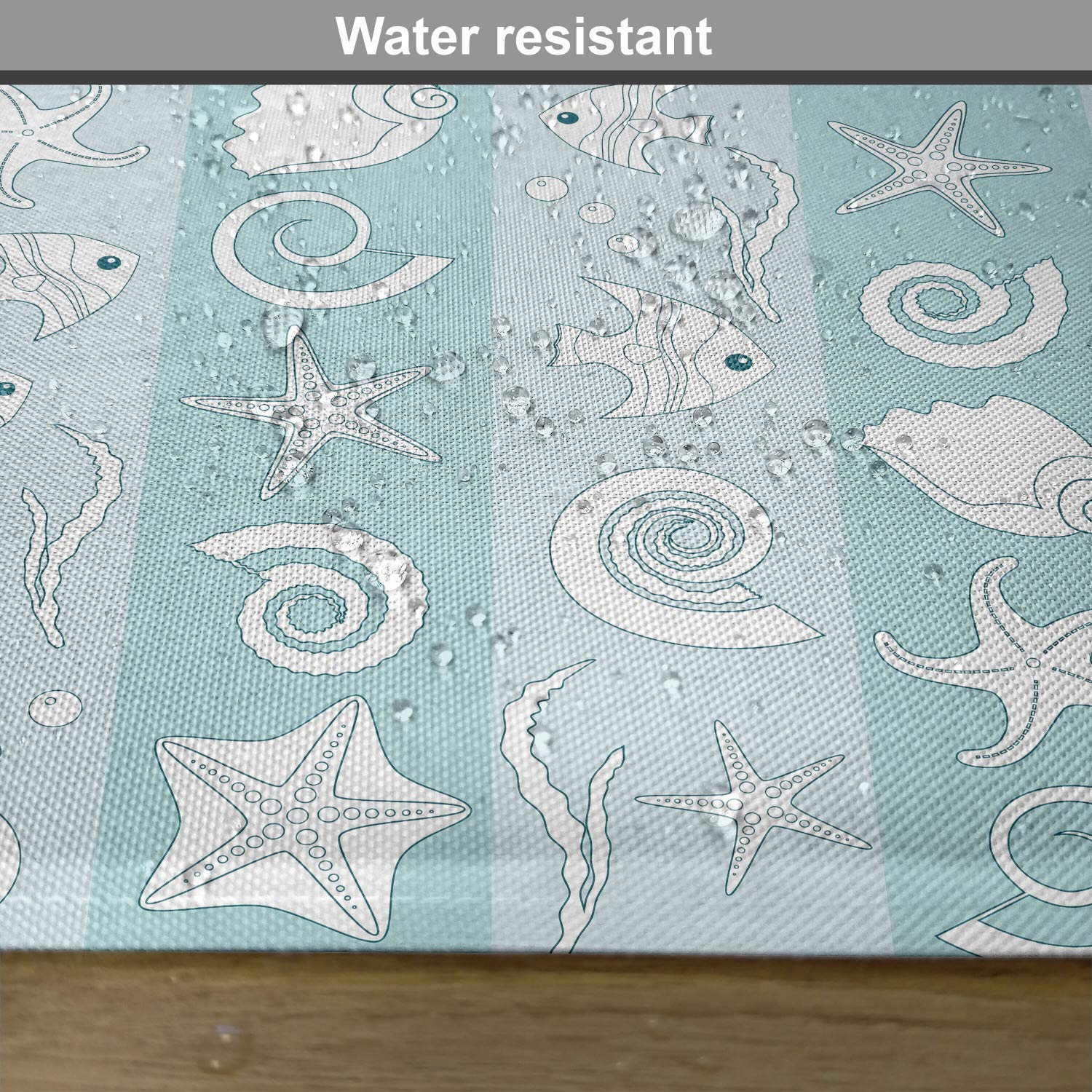 Ambesonne Nautical Place Mats Set of 4, Marine Theme Sea Animals Fish Shells Striped Blue Washable Fabric Placemats for Dining Table Kitchen - Standard Size 12x18 Inches - Perfect for Beach House Decor, Seafood Restaurants & Coastal Themed Parties