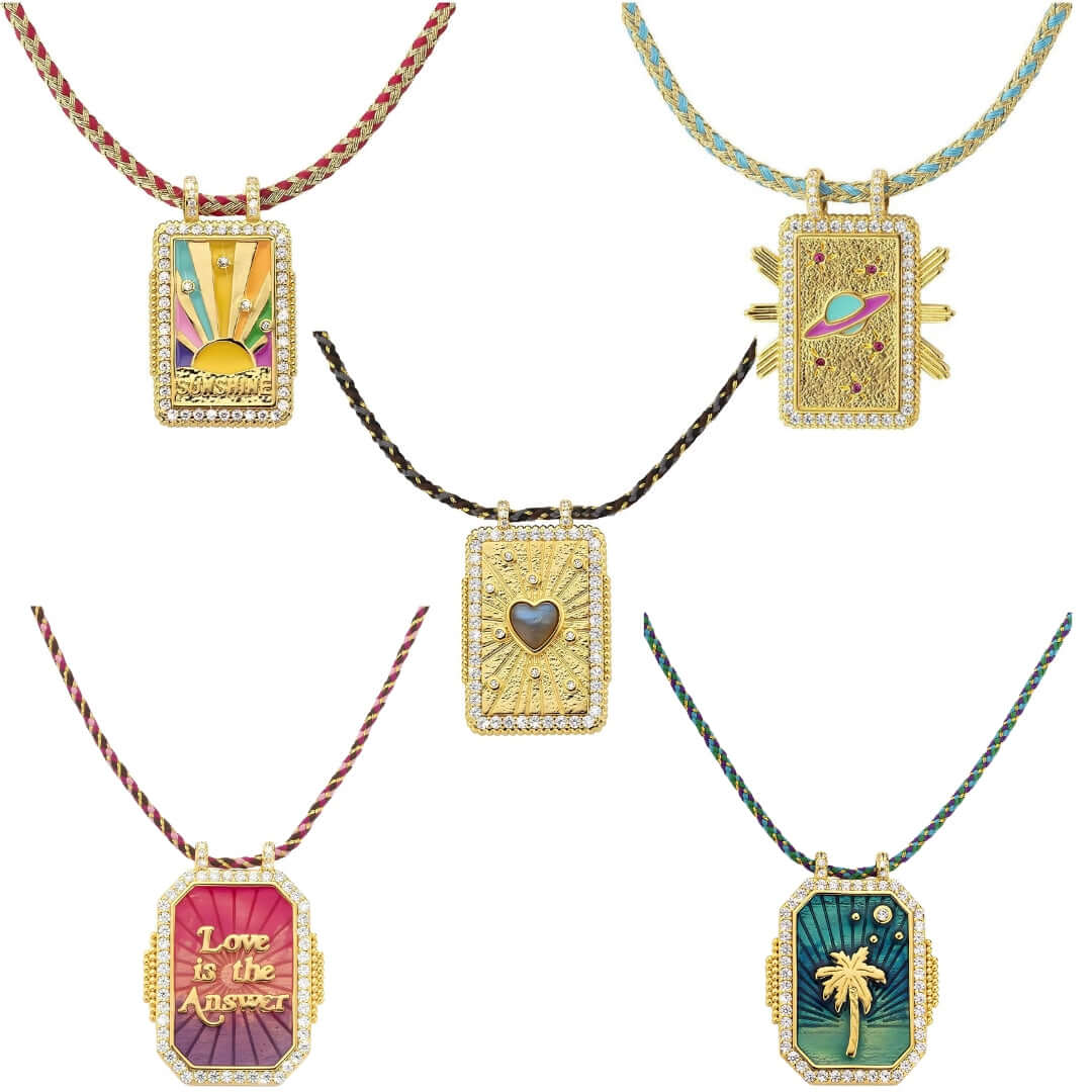 Rainbow Tarot Card Pendant Necklace with Adjustable Cord - JFN401 | Spiritual Jewelry for Wiccan, Pagan & Tarot Enthusiasts