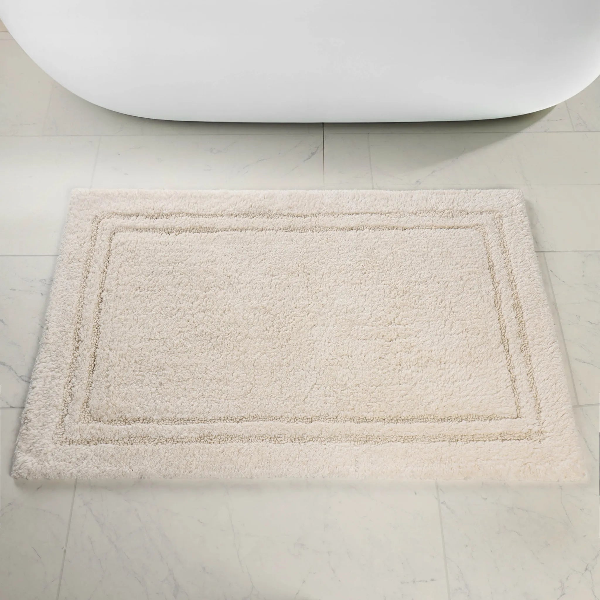 Non-Slip Cotton Bathroom Rug Set - 2 Piece Washable Absorbent Bath Mat with Anti-Skid Backing for Bathroom, Shower & Vanity Area