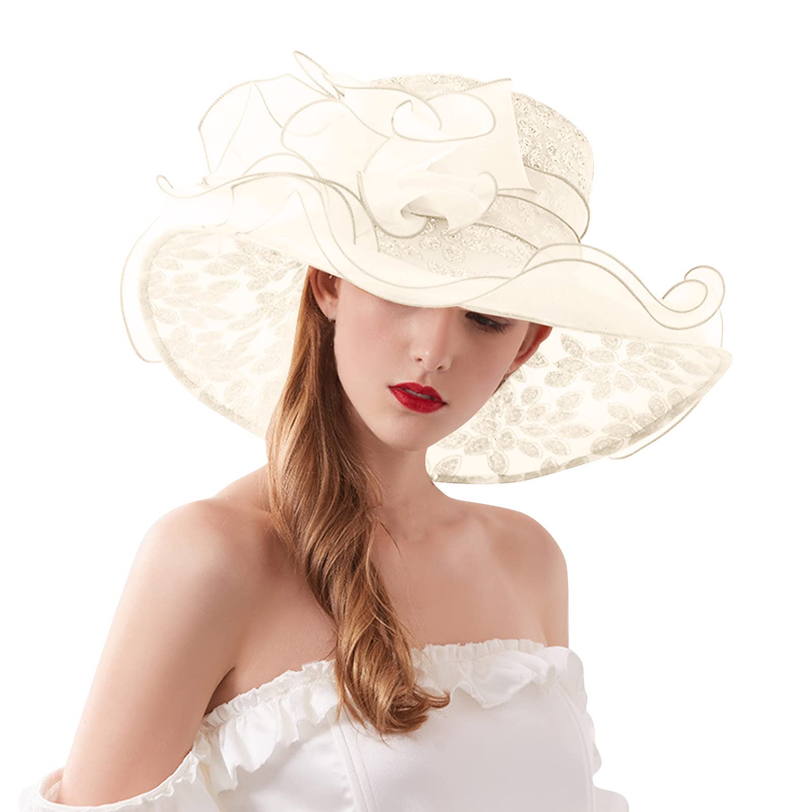 Women's Wide Brim Sun Hat - UPF 50+ Floral Bucket Hat for Summer, Beach, Bridal Shower & Outdoor Activities | Lightweight Breathable Sun Protection Hat for Gardening, Travel, Vacation