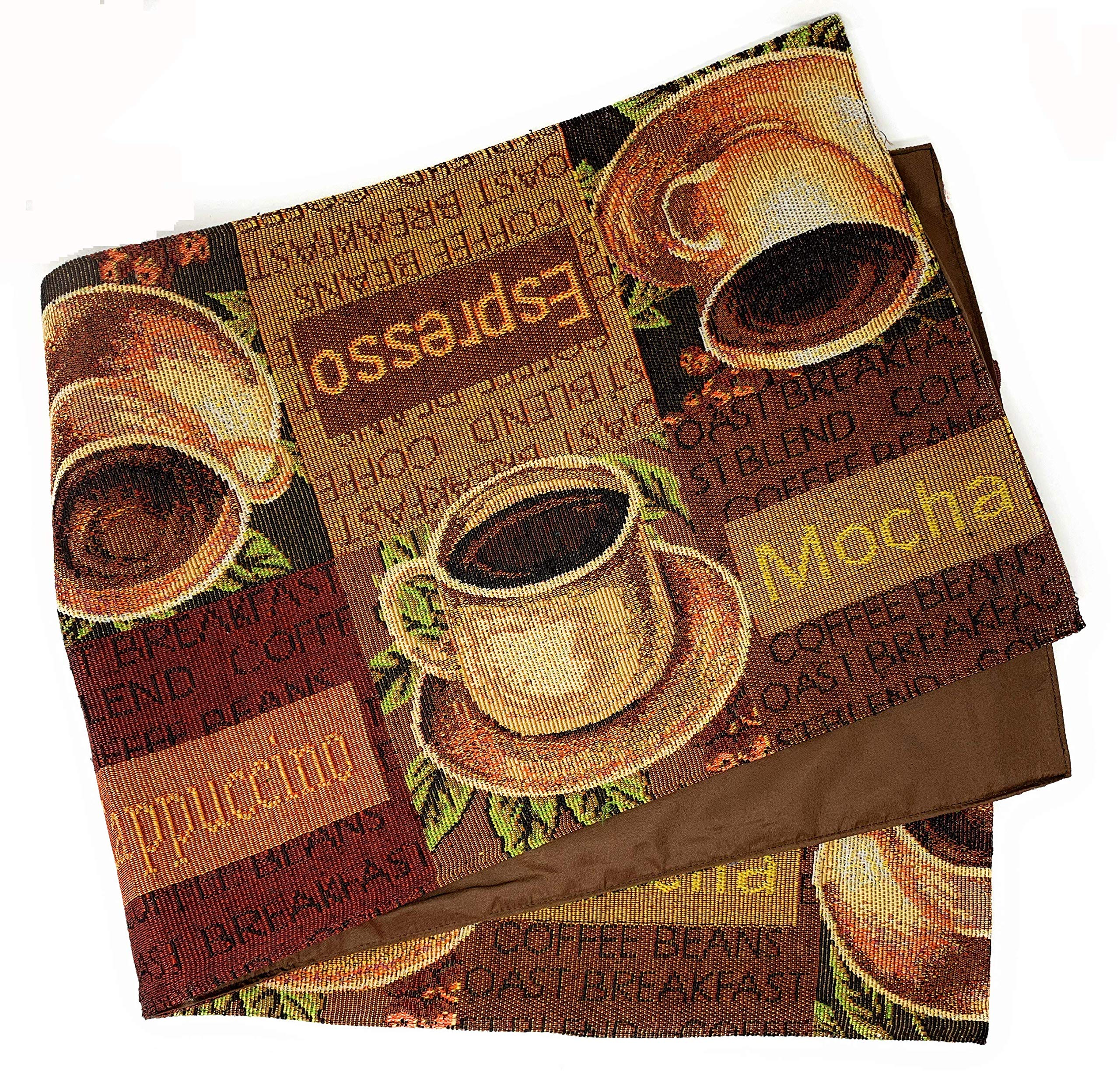 Windham Home Tapestry Table Runner - 72 x 13 Inches, Coffee Espresso Mocha Color - Elegant Dining Table Decor for Thanksgiving, Christmas & Special Occasions