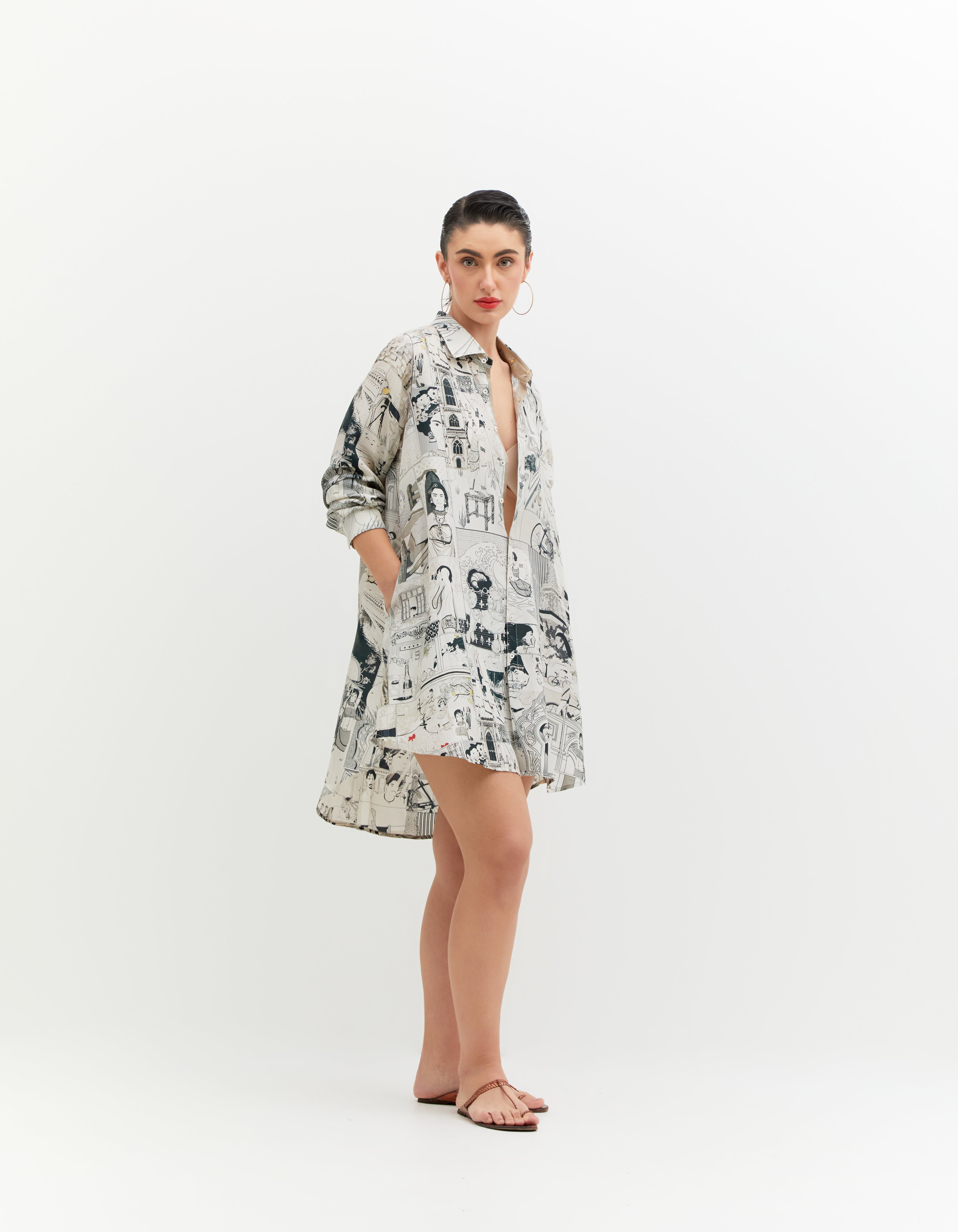 Premium SD Leap Udaan Silk Shirt - 50g Lightweight B/W Design - Perfect for Formal Occasions, Business Meetings & Special Events