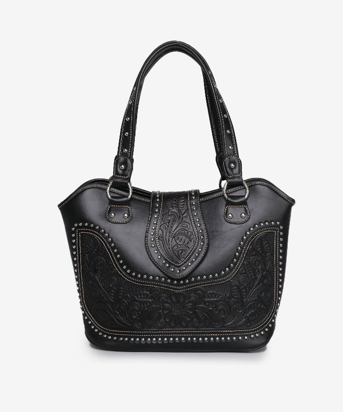 Montana West Studded Leather Concealed Carry Handbag for Women - Stylish CCW Purse with Hidden Gun Pocket - Perfect for Everyday Use, Travel & Self-Defense