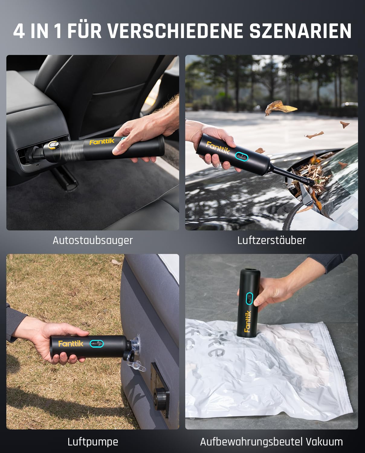 Fanttik Slim V8 Apex Cordless Car Vacuum Cleaner - 19000Pa/45AW Powerful Suction, 4-in-1 Portable Handheld Vacuum with RobustClean™ Technology - Perfect for Car Detailing, Office Desks, Keyboards & Home Cleaning