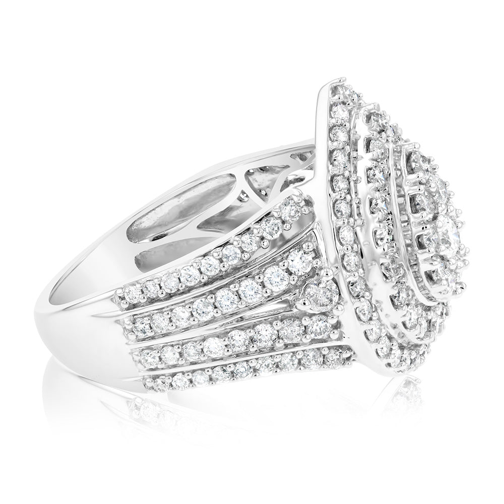 1.90 Carat Pear-Shaped Diamond Ring in 10K White Gold - Elegant Engagement & Wedding Jewelry for Women