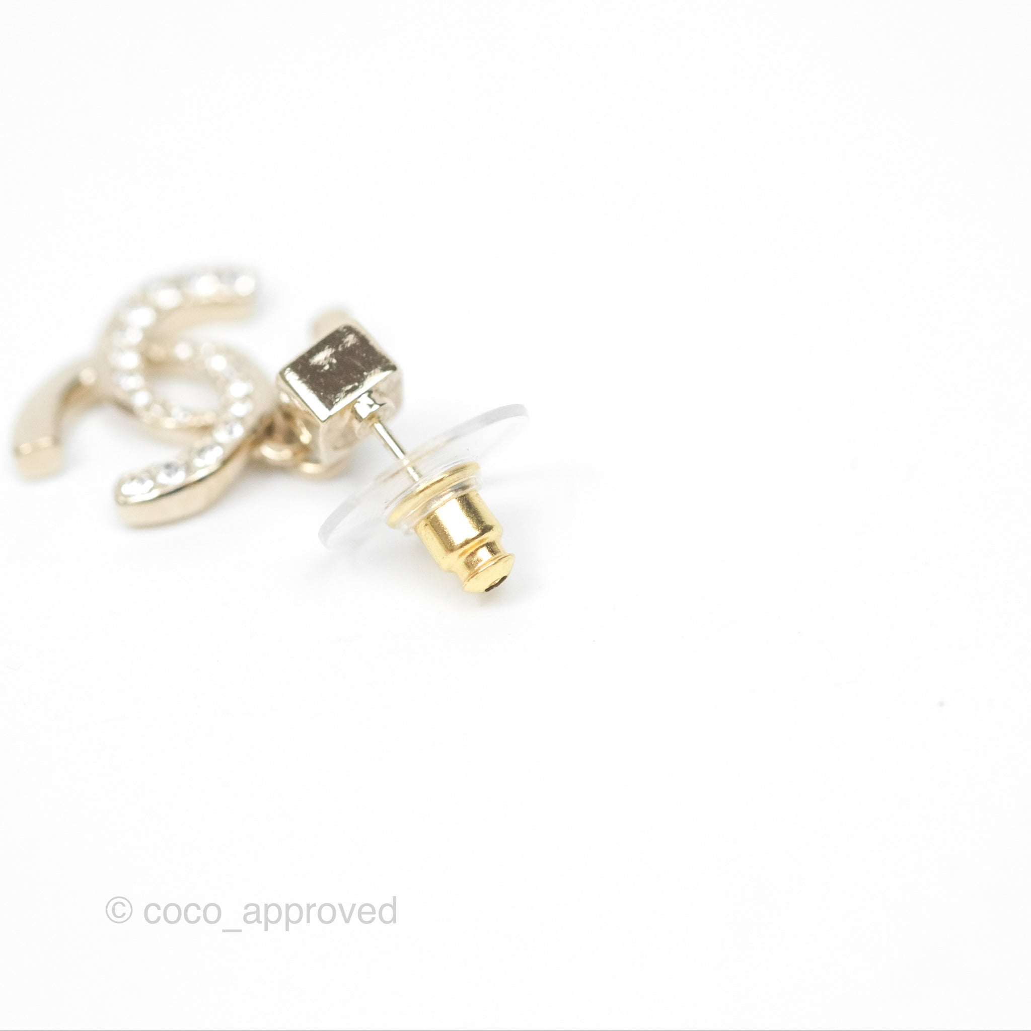 Chanel CC Crystal Drop Earrings - Gold Tone 24P Elegant Dangle Earrings for Women | Perfect for Parties, Weddings & Evening Events