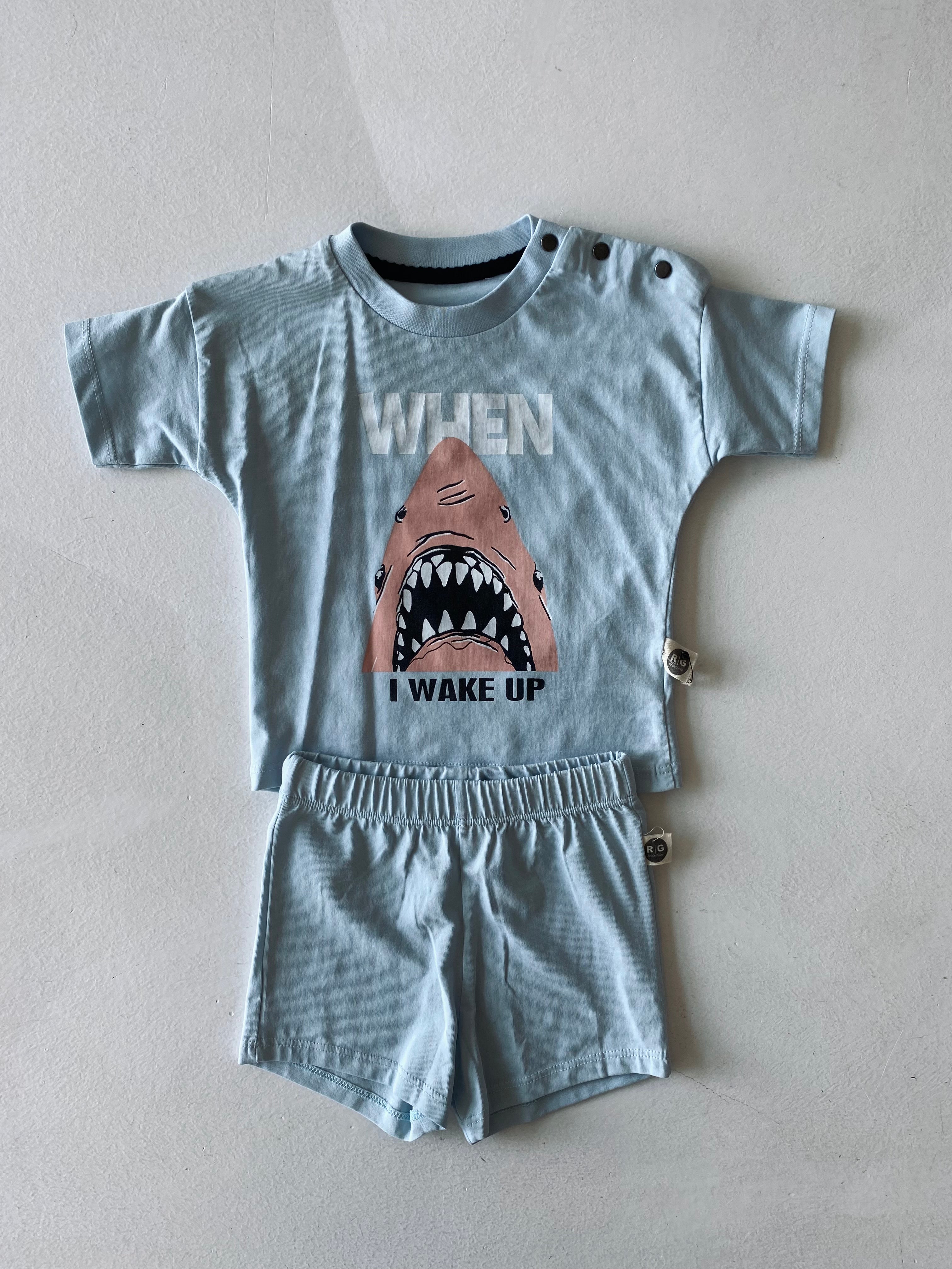 Unisex Shark Print T-Shirt and Shorts Set for Men & Women - Casual Summer Outfit, Beachwear, Gym Clothes