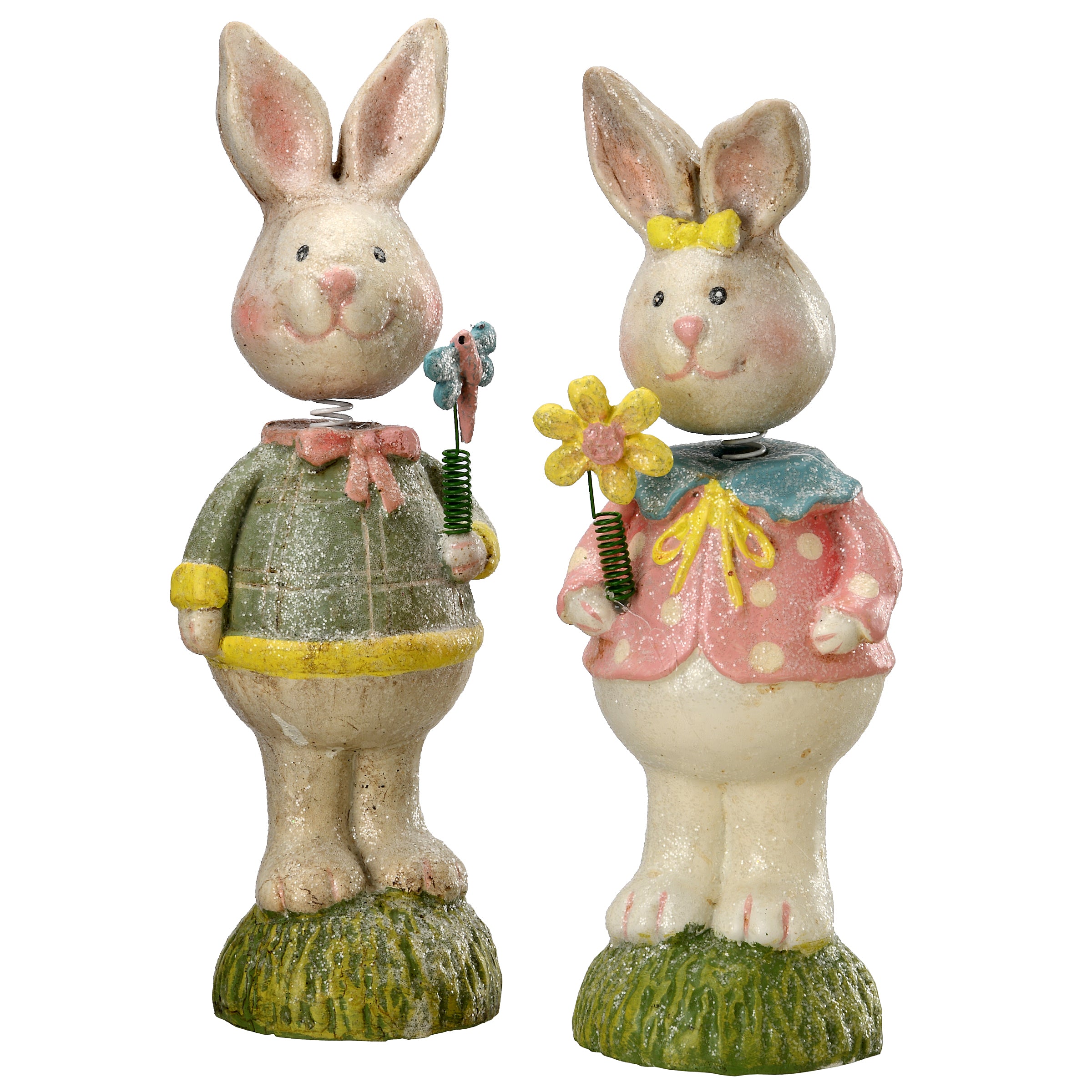 8 Inch Easter Bunny Couple Table Decor - Mr. & Mrs. Rabbit Figurines for Spring Home Decor, Easter Party Centerpiece, and Holiday Table Setting