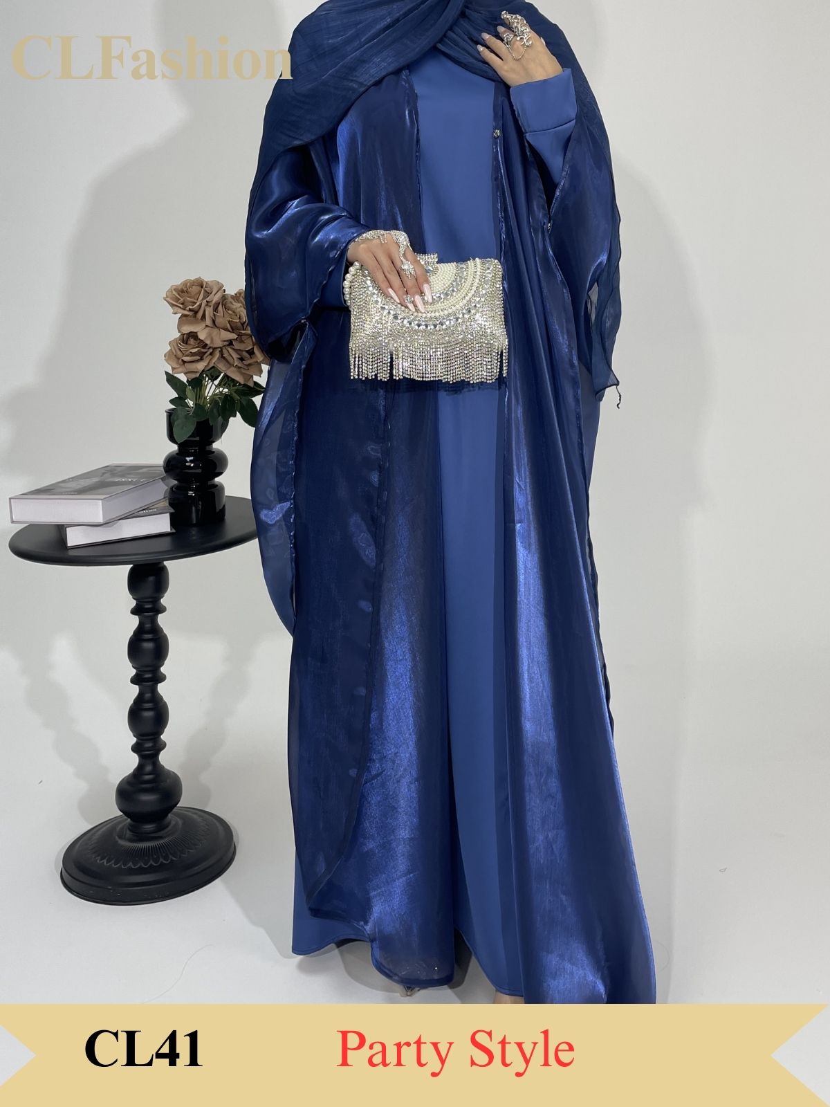 Pearlescent Organza Abaya Set - Elegant Coat & Skirt Duo with Convertible Modesty for Women | Daily Wear, Travel & Gala Occasions | Islamic Fashion & Modest Clothing