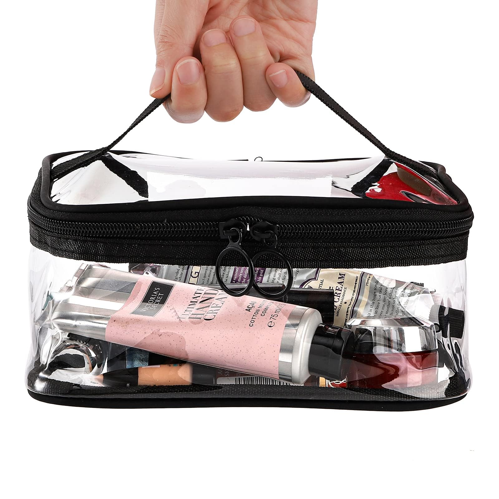Peohud 4 Pack Clear Makeup Bags with Zipper - Waterproof Toiletry Organizer for Travel, Cosmetics Storage Pouch - Portable Transparent Cosmetic Bags for Bathroom, Vacation & Daily Use