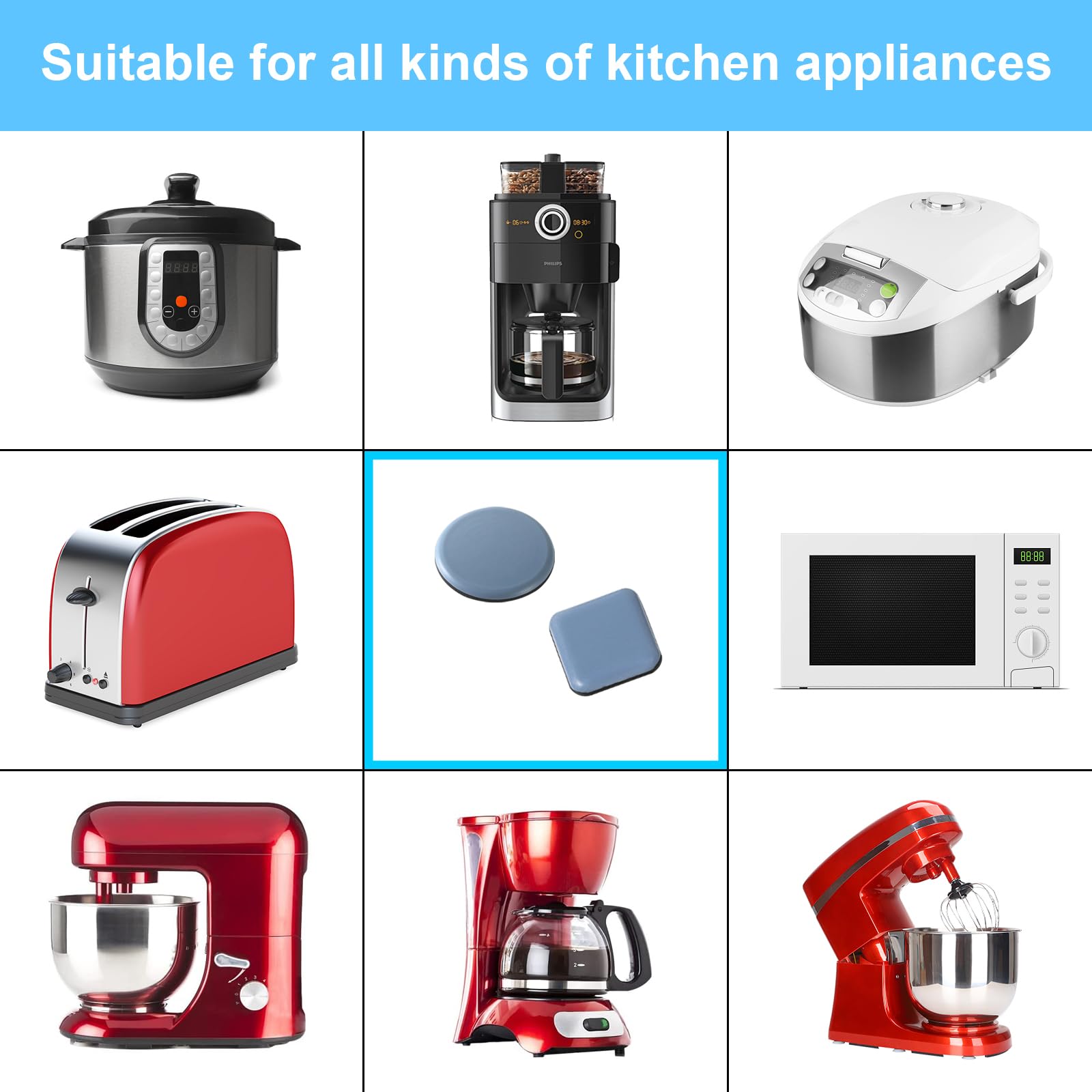 12 Pcs Self-Adhesive Appliance Sliders for Kitchen - Coffee Makers, Blenders, Air Fryers