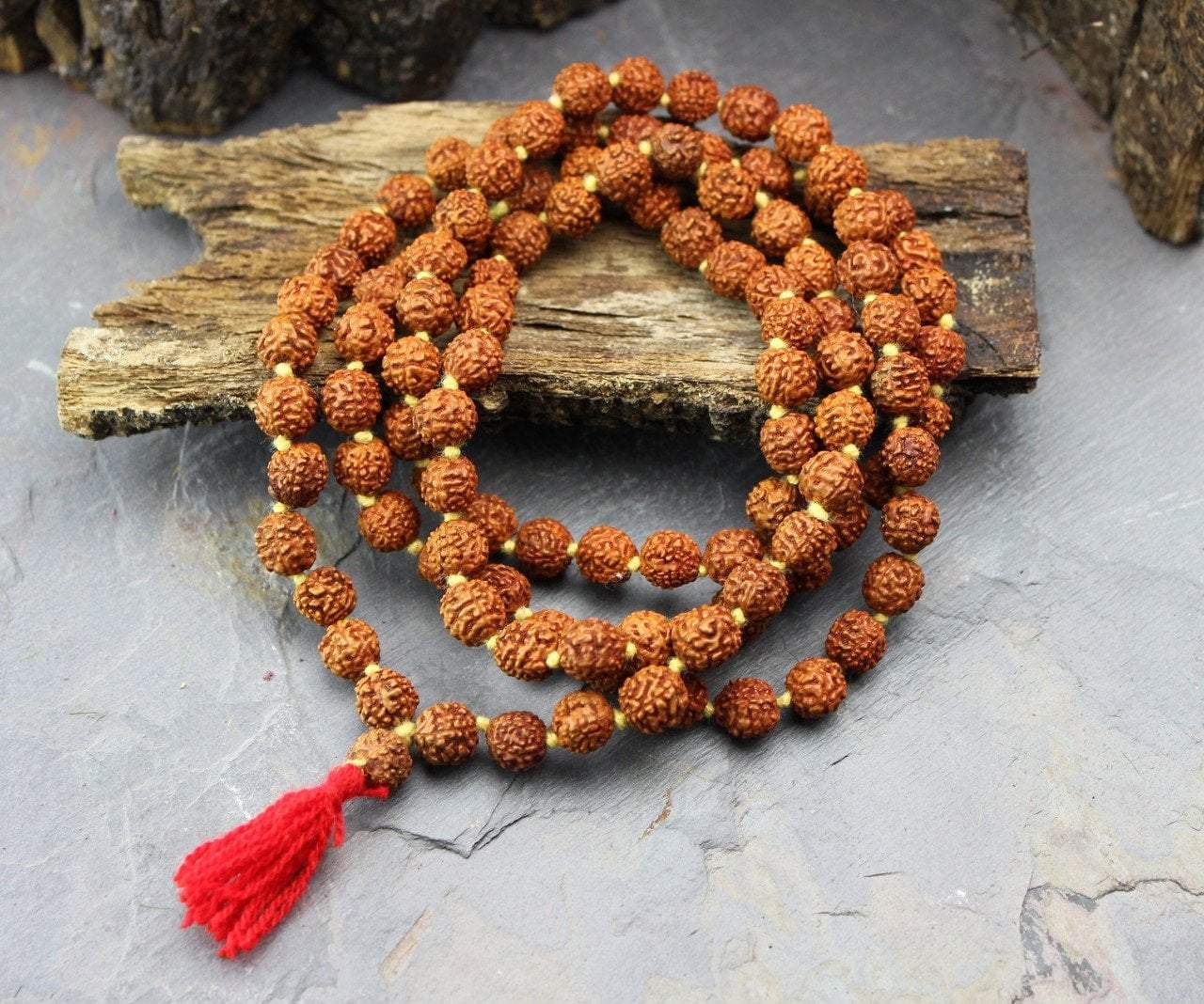 9mm Rudraksha Bead Knotted Mala - Authentic Hindu Prayer Beads for Meditation, Yoga & Spiritual Protection | Handmade Buddhist Necklace for Stress Relief & Positive Energy