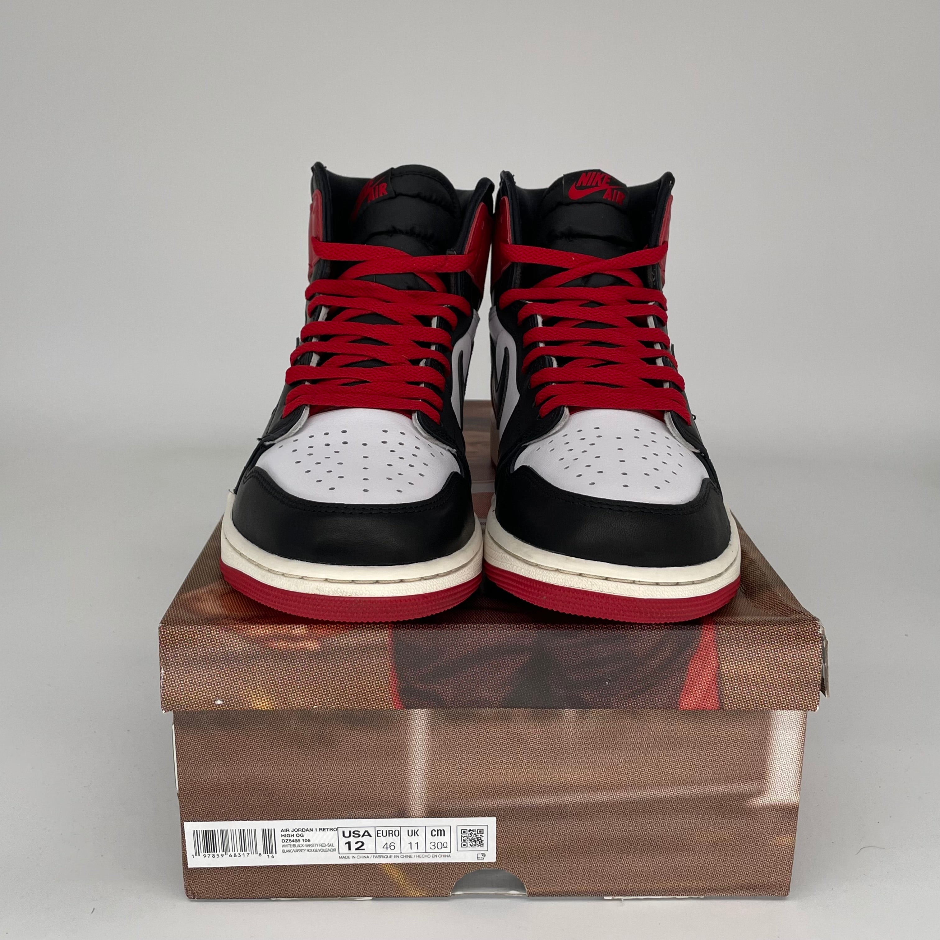 AIR JORDAN 1 Black Toe Reimagined - Men's Size 12 Basketball Shoes (DZ5485-106) | Retro High-Top Sneakers for Streetwear & Court Performance