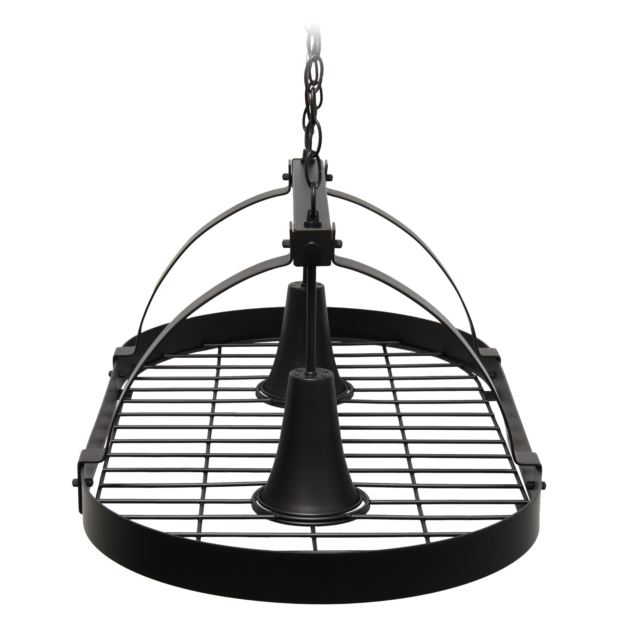 Elegant Designs PR1000-ORB 2-Light Kitchen Pot Rack with Downlights in Oil Rubbed Bronze - Perfect for Organizing Cookware in Modern Farmhouse & Rustic Kitchens