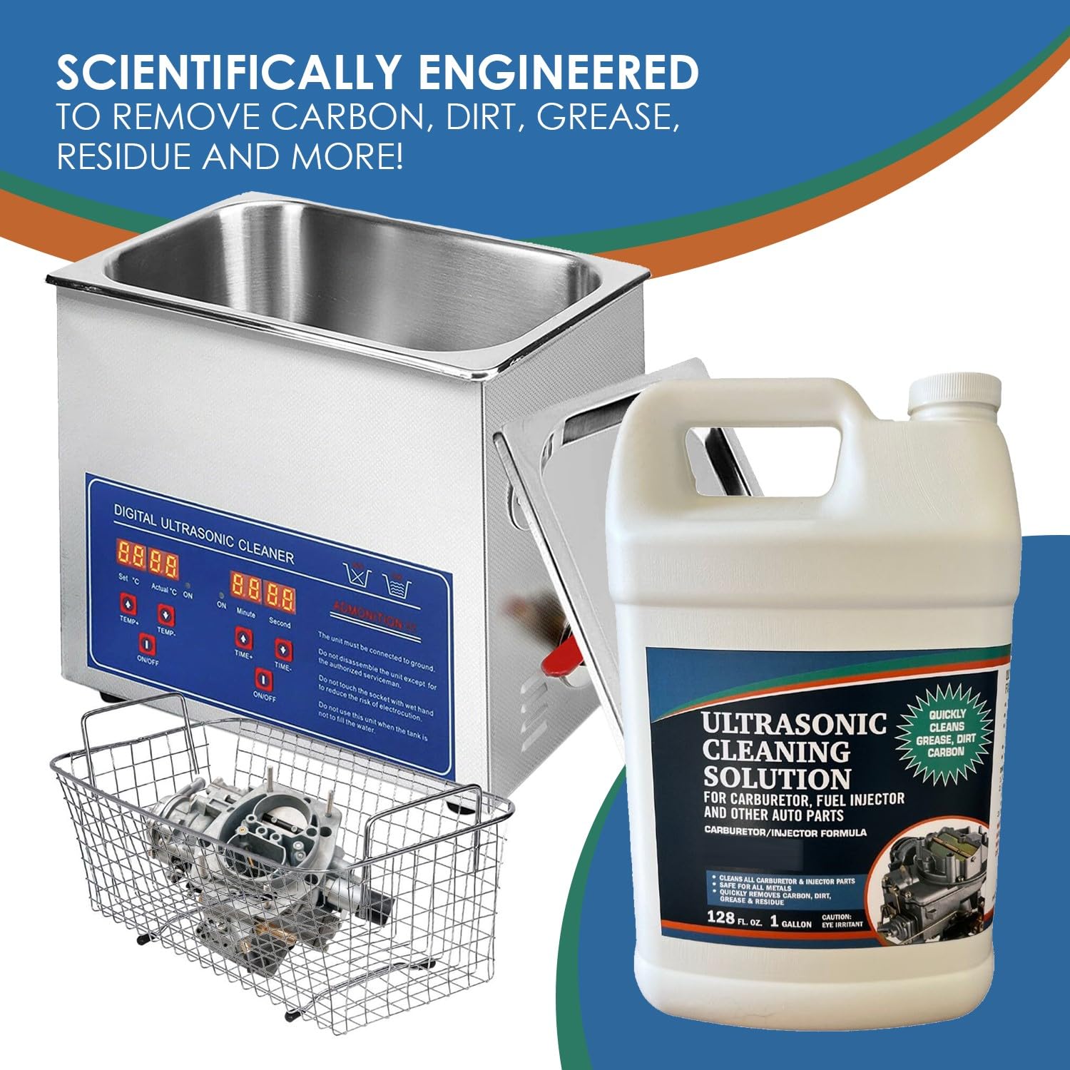 NORTHWEST ENTERPRISES Ultrasonic Cleaner Solution - Concentrated Carburetor & Engine Parts Cleaner for Ultrasonic Machines & Immersion Washers (4 Gallons) | Automotive Fluid for Motorcycle, ATV, Small Engine Maintenance & Industrial Cleaning