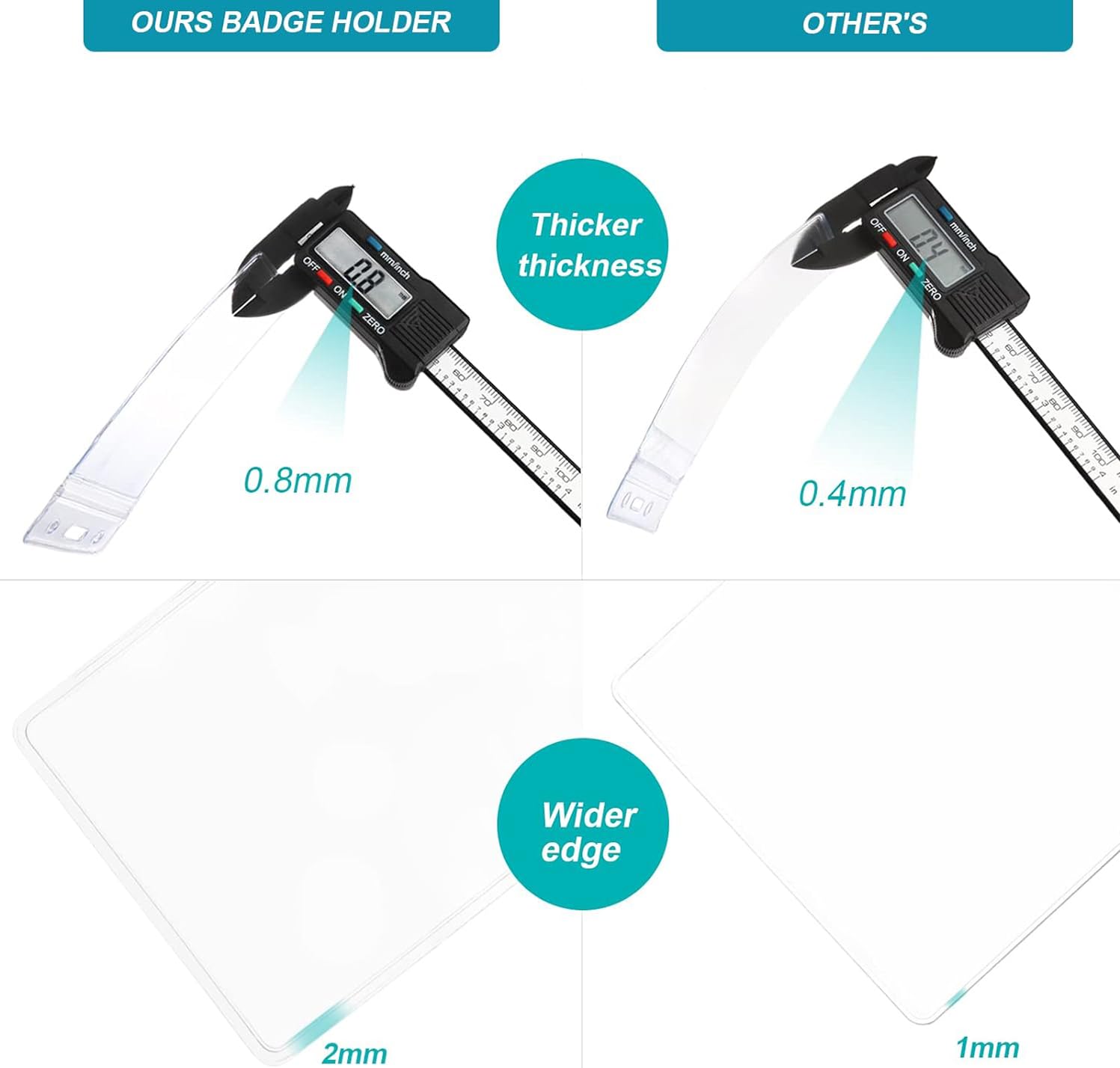 4-Pack Vertical ID Badge Holder with Clip & Lanyard - Waterproof for Work & Events