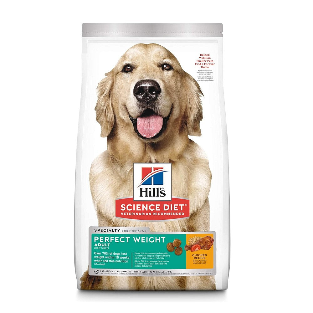 Hill's Science Diet Perfect Weight Original Bites Chicken Recipe Dry Dog Food for Adult Dogs - Weight Management & Healthy Lifestyle (1-6 Years) - Ideal for Indoor & Less Active Dogs