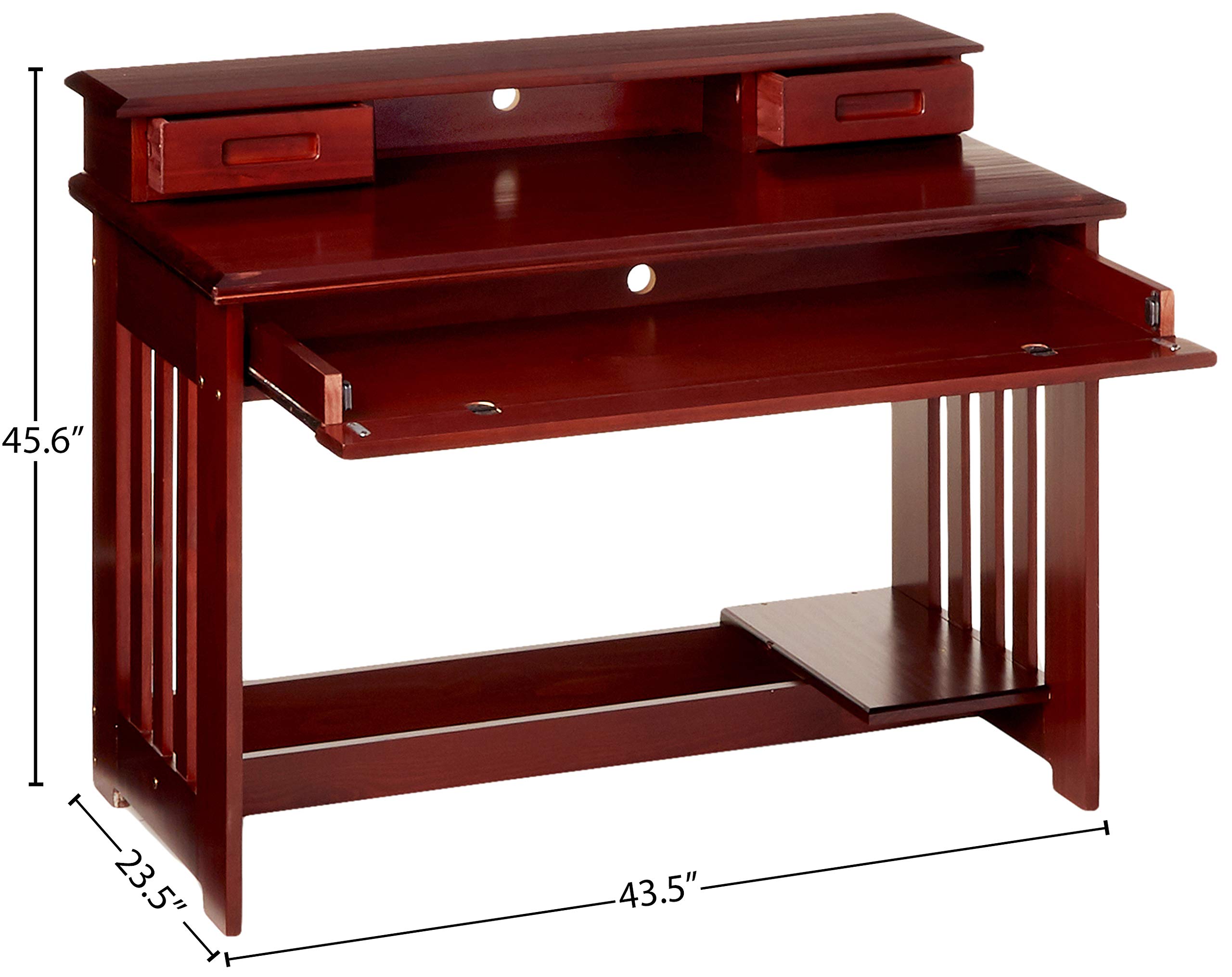 Discovery World Furniture Merlot Desk with Hutch and Chair - Elegant Bedroom Office Set for Home Workspace & Study Room Organization