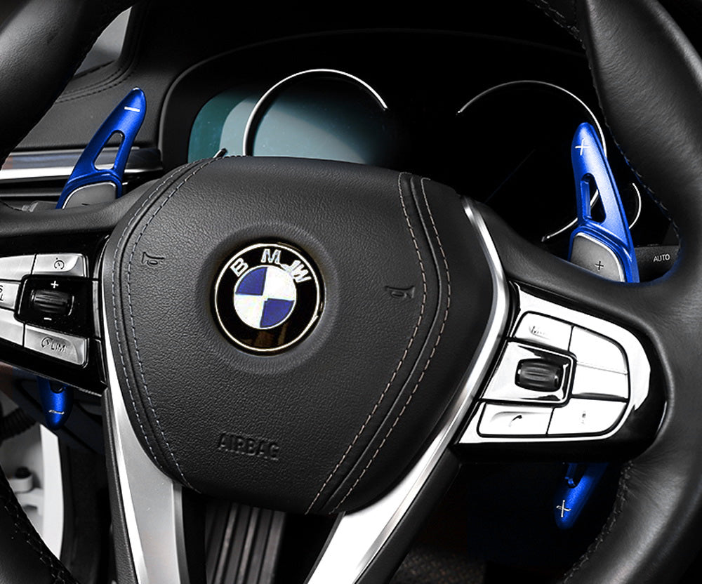 BMW 3 4 5 7 Series X3 X4 Blue Steering Wheel Paddle Shifter Extension Cover - Upgrade Your Driving Experience for Sporty & Comfortable Shifting (Fits F30 F32 F10 F01 Models) - Perfect for Racing, Daily Commute & Performance Driving