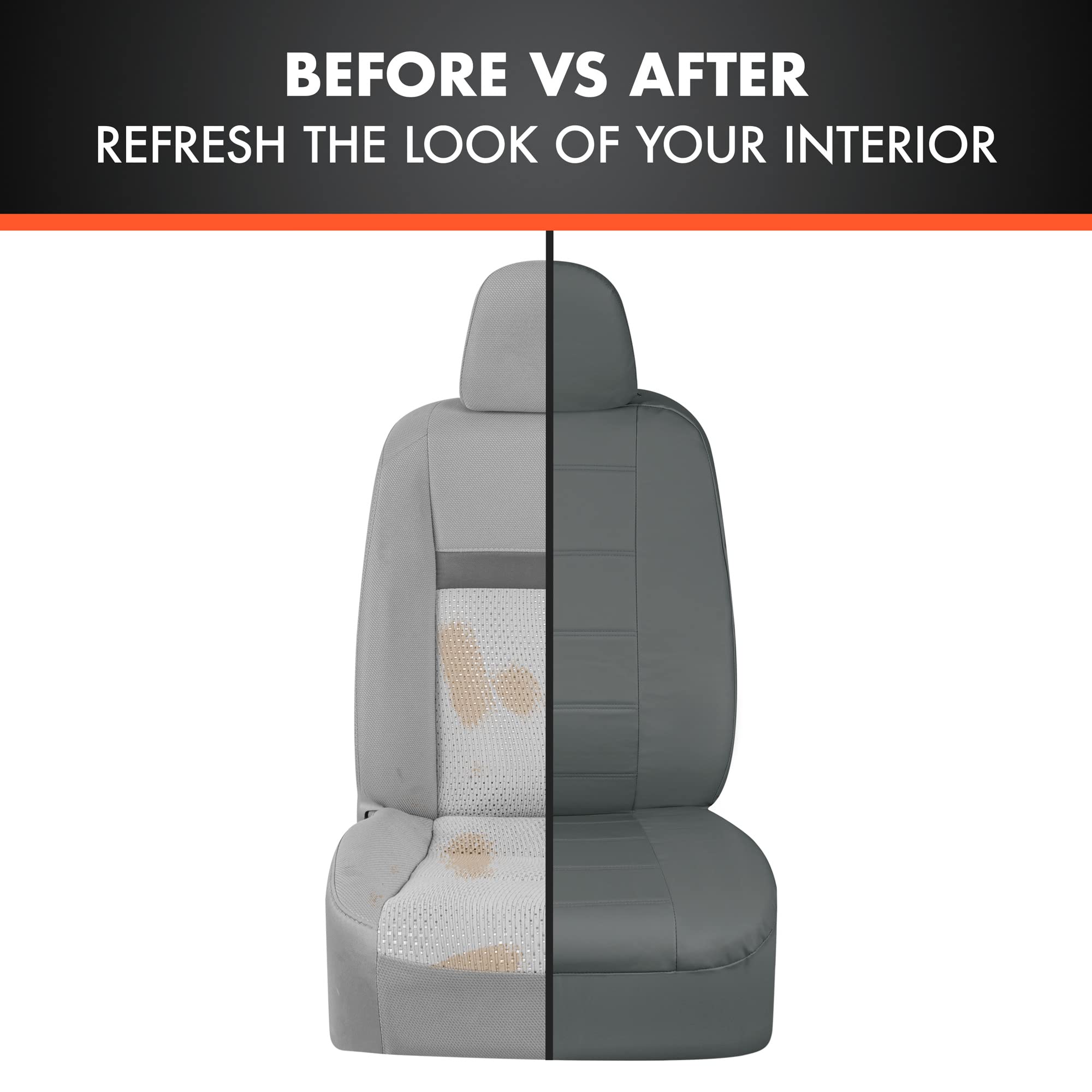 Premium Leatherette Car Seat Covers - Gray PU Leather Auto Accessories for Cars, SUVs & Trucks | Waterproof & Comfortable Seat Protectors for Daily Commute & Road Trips