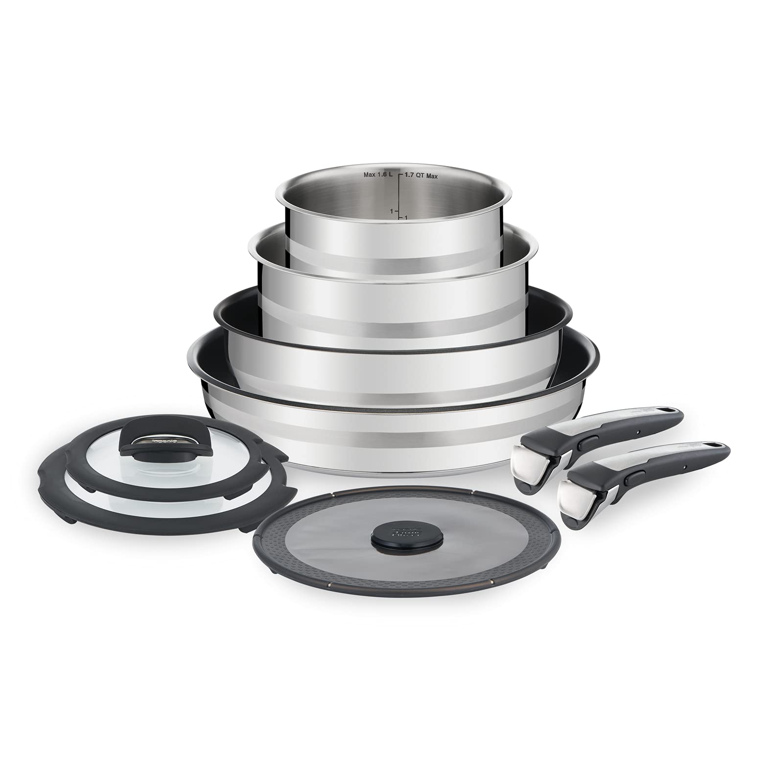 Jamie Oliver Stainless Steel Cookware Set - 10-Piece Nonstick Pots and Pans Set for Professional Cooking | Perfect for Home Chefs, Kitchen Upgrades & Gourmet Meal Preparation
