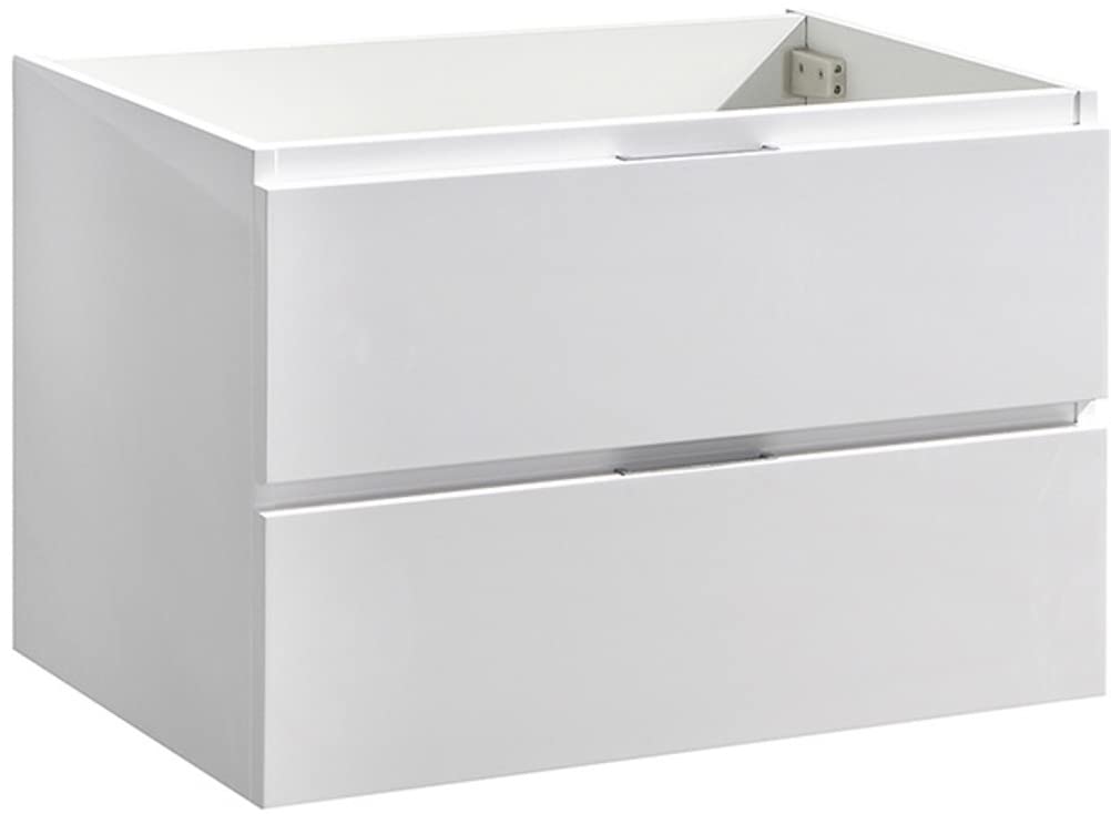 Fresca Valencia 30 Inch Glossy White Wall Mounted Modern Bathroom Vanity Cabinet - Sink Not Included | Space Saving Storage Solution for Small Bathrooms & Powder Rooms
