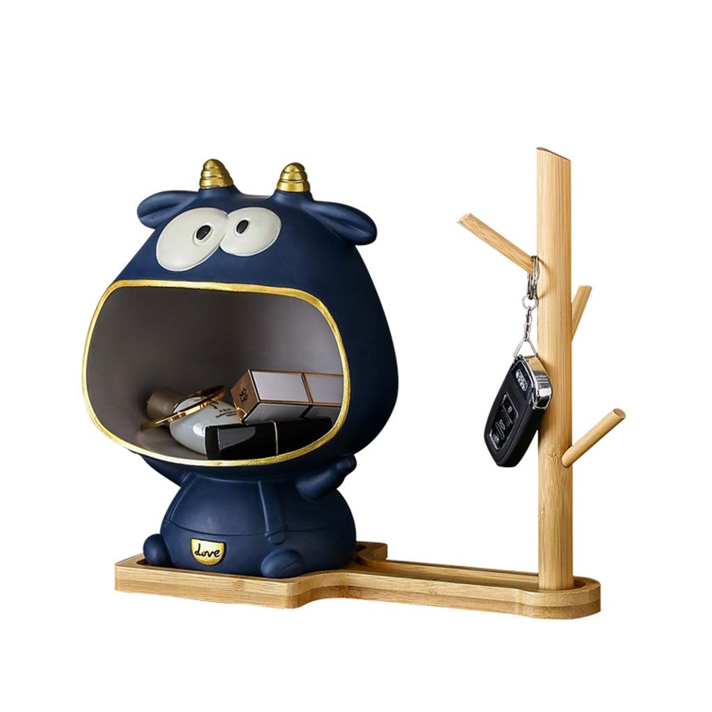 KHUY Key Tray Organizer - Stylish Entryway Table & Coffee Table Decor - Multifunctional Key Bowl for Keys, Phone, Coins, Watches & Candy - Home Decor Storage Dish (Blue with Bracket) - Perfect for Entryway, Living Room & Office Organization