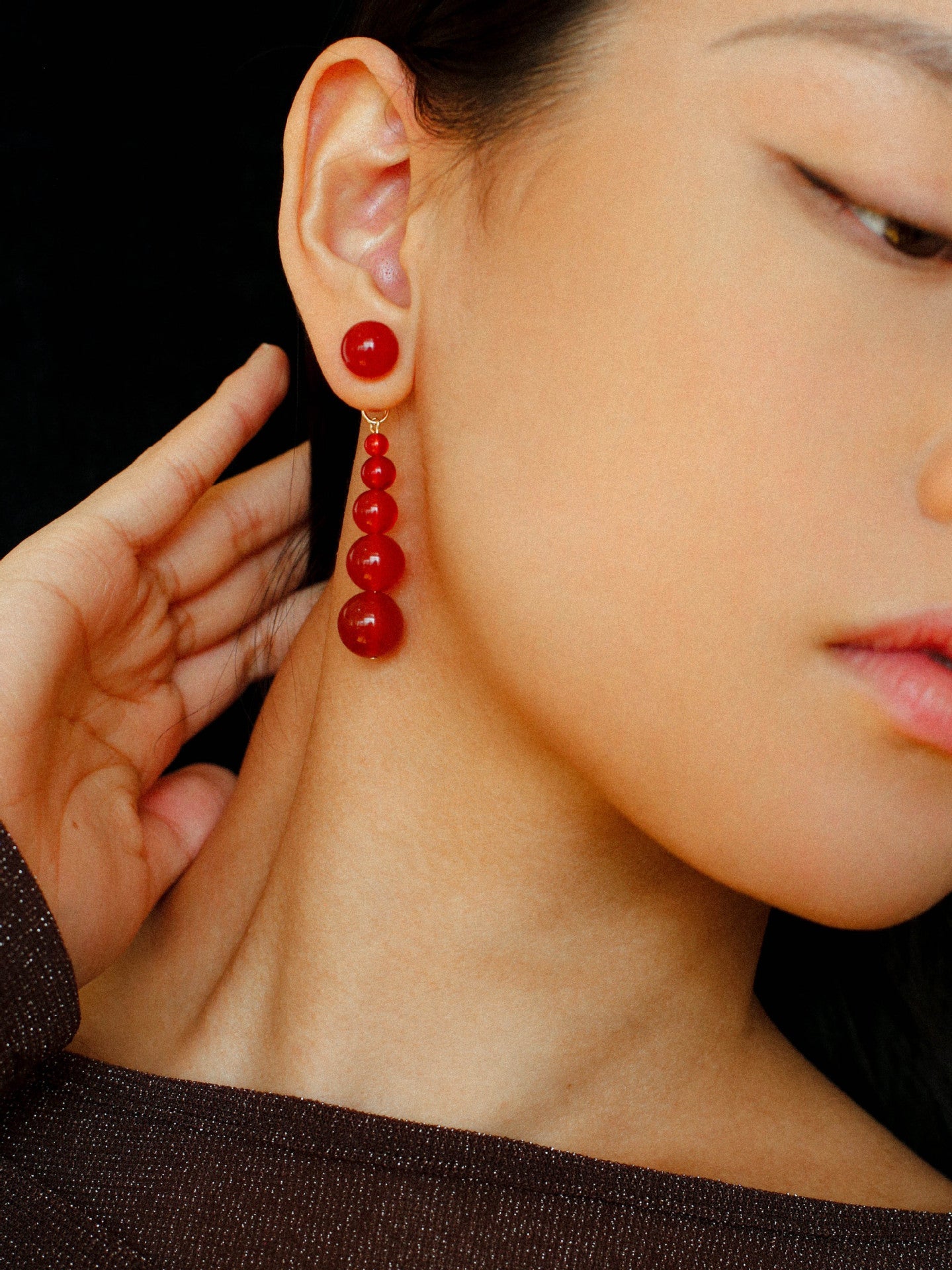 Gradient Red Agate Earrings for Women - Natural Stone Dangle Earrings - Handmade Boho Jewelry - Perfect for Parties, Weddings & Everyday Wear