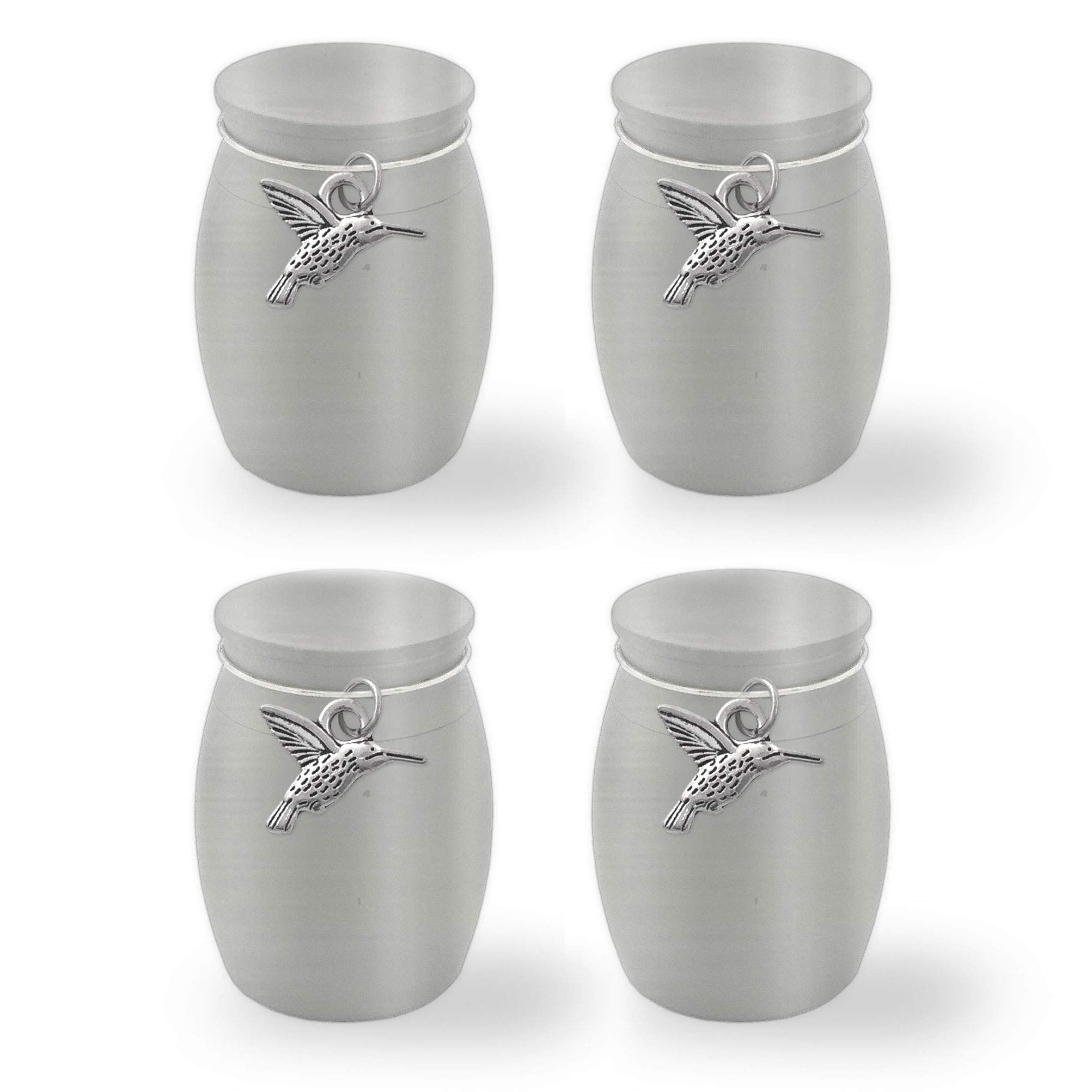 Mini Hummingbird Memorial Cremation Urn - Pack of 4 Brushed Stainless Steel Keepsake Containers for Ashes | Perfect for Funeral Services, Pet Memorials & Bird Watching Enthusiasts