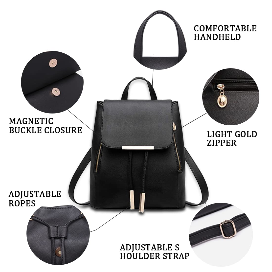 Stylish Women's Small PU Leather Backpack - Anti-Theft Waterproof Mini Rucksack for School, Travel & Daily Use | Fashionable Handbag & Casual Daypack for Work, College & Outdoor Adventures