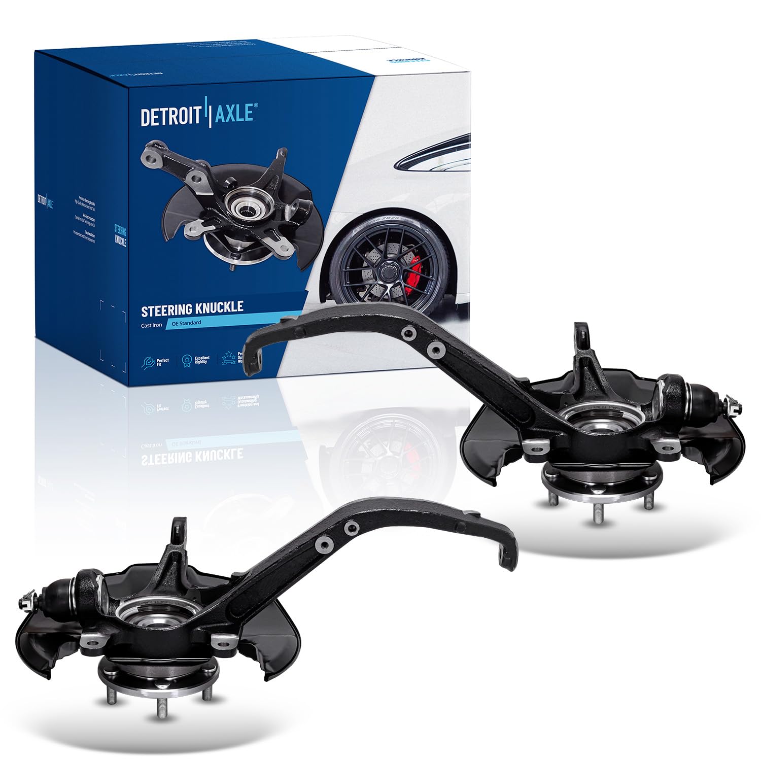 Detroit Axle Front Steering Knuckles & Wheel Bearing Hubs Replacement for 2008-2012 Honda Accord & 2009-2014 Acura TSX - Durable Auto Parts for Smooth Steering & Safe Driving