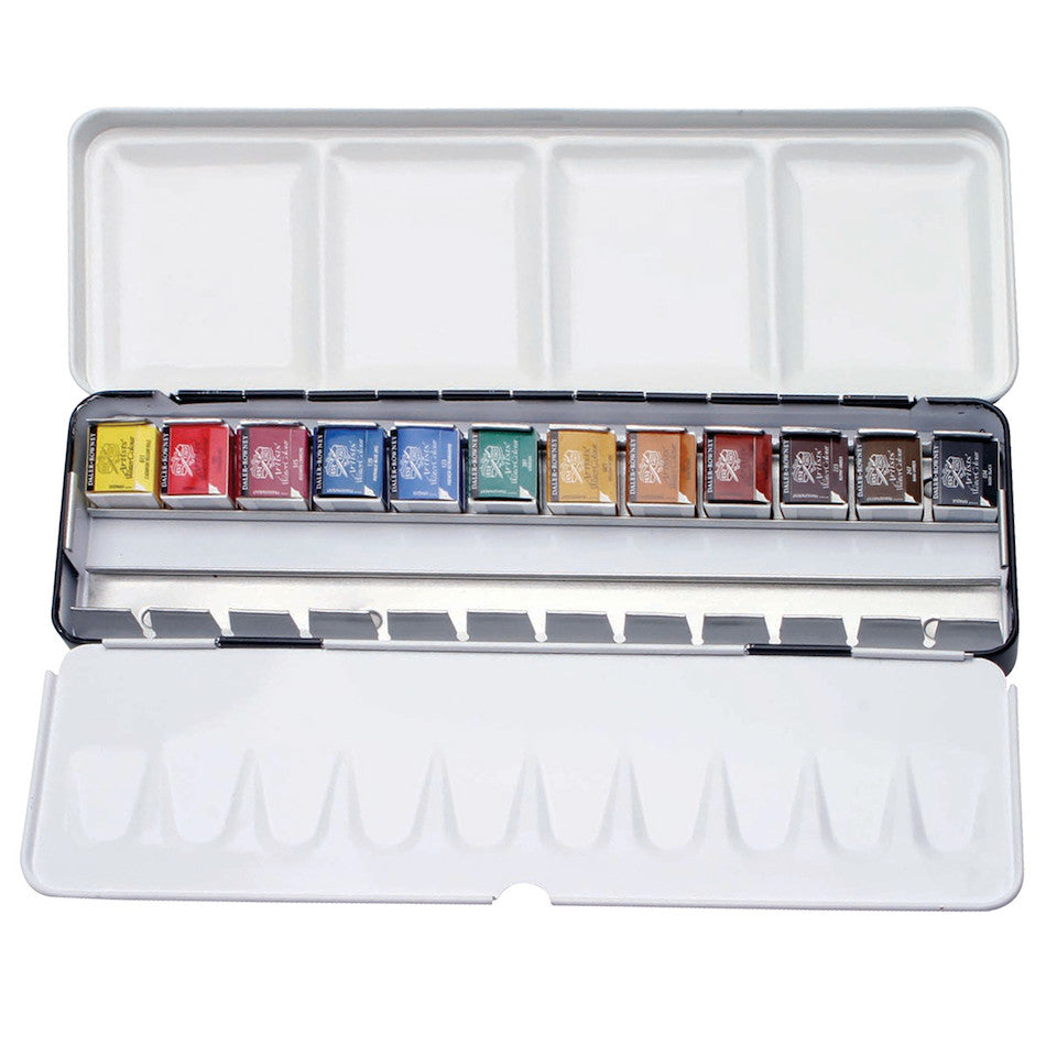 Daler Rowney Artist Watercolor Paint Set - 12 Half Pans in Metal Box | Professional Watercolor Painting for Artists & Beginners | Perfect for Sketching, Landscapes & Studio Art