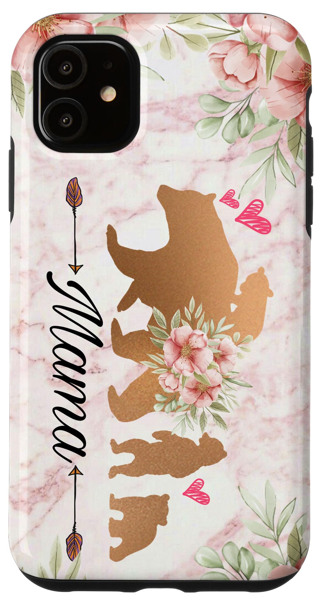 iPhone 11 Mama Bear & Cubs Phone Grip Case for Mom with 3 Kids - Secure Hold for Parenting, Shopping, and Outdoor Activities