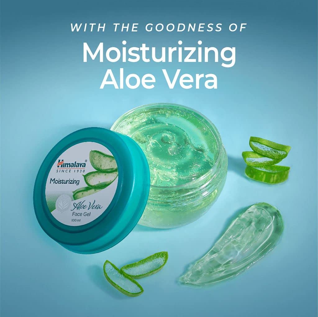 Himalaya Moisturizing Aloe Vera Face Gel 100ml - Soothing Hydration for Dry & Sensitive Skin (Pack of 2) | Perfect for Daily Skincare Routine & Sunburn Relief