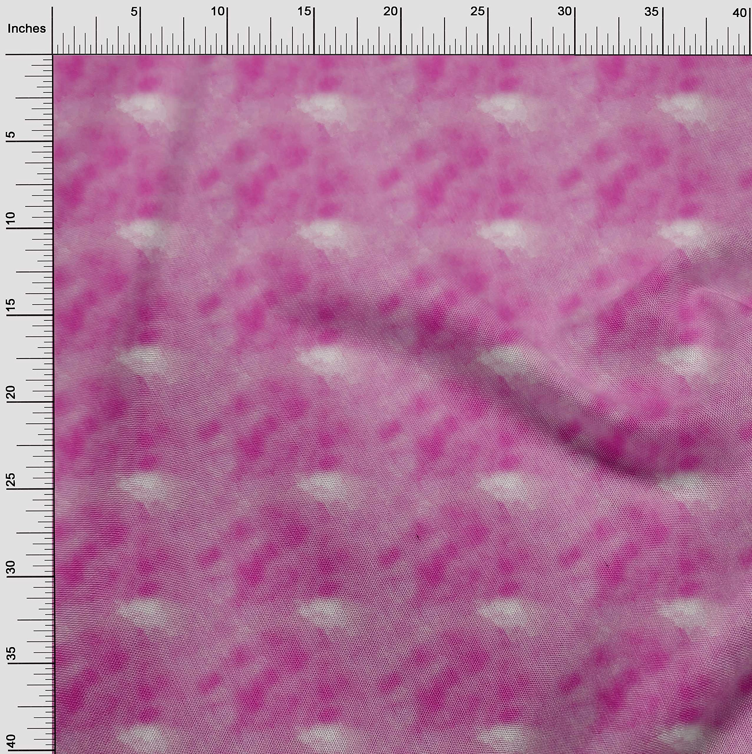 oneOone Georgette Viscose Fuschia Pink Abstract Smoke Print Fabric by The Yard - 42 Inch Wide Dress Material for Evening Gowns, Scarves & Home Decor