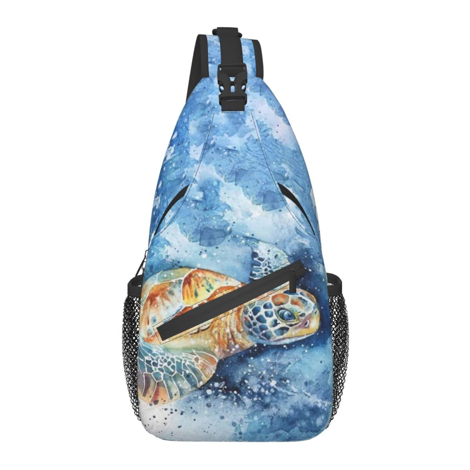 Lightweight Sling Backpack for Women & Men - Adjustable Crossbody Shoulder Bag in Turtle Blue for Hiking, Running, Biking & Travel | Durable Chest Daypack for Outdoor Adventures & Daily Commute