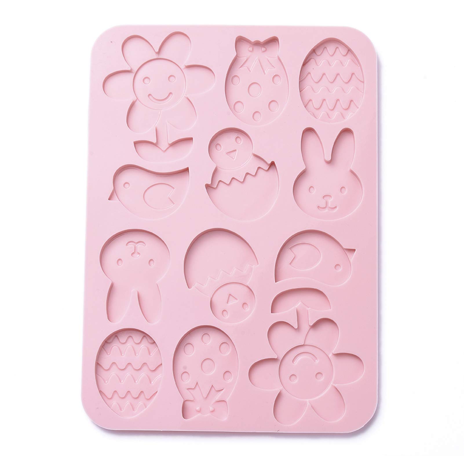 Craftdady 12-Cavity Silicone Soap Mold Set - Flower, Egg, Rabbit, Hen & Baby Chick Shapes (2 Pack) for DIY Handmade Soap, Candles, Biscuits, Chocolate & Candy Making - Perfect for Easter, Baby Showers & Holiday Crafts