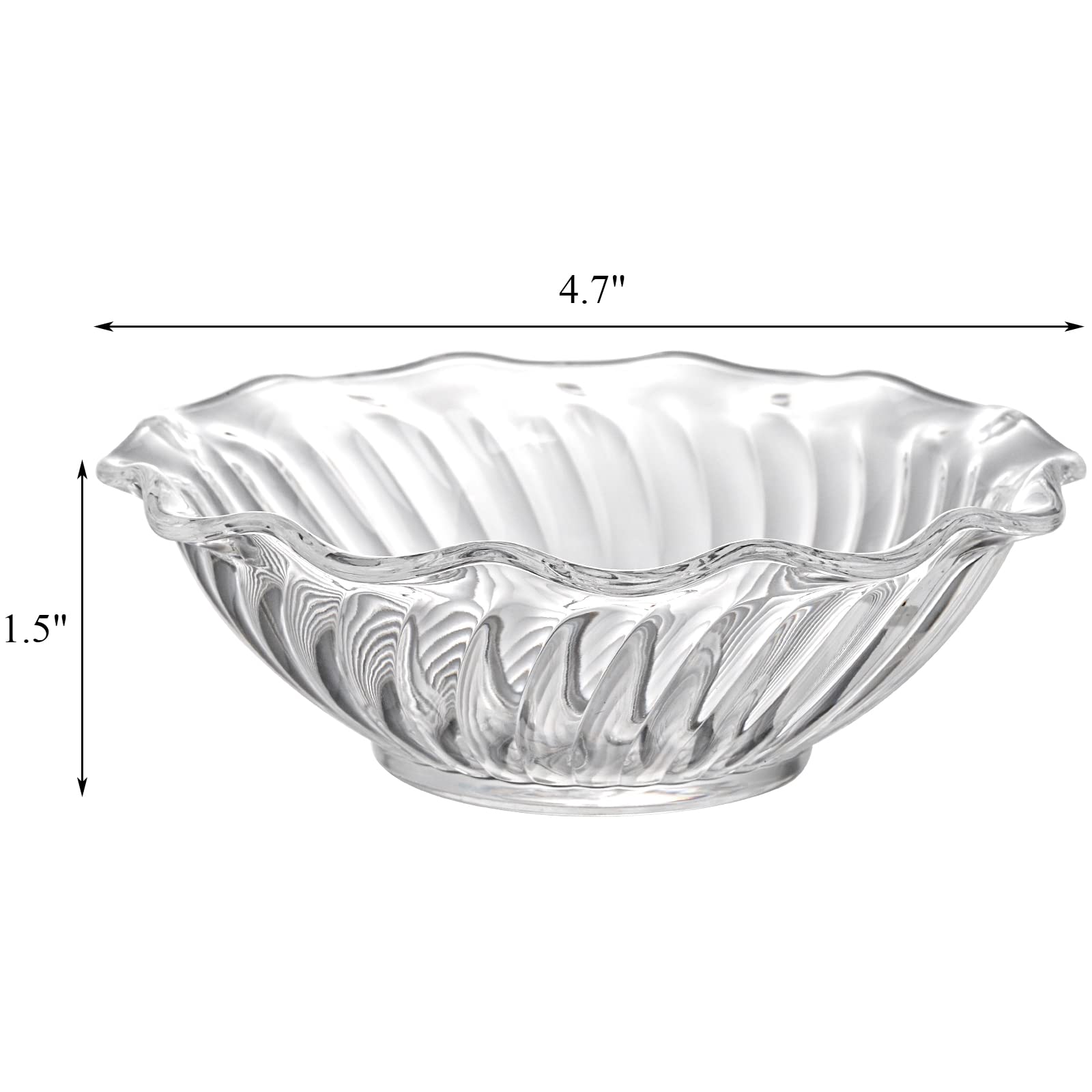Elsjoy 12-Pack 7oz Clear Plastic Dessert Bowls - 4.7 Inch Stackable Mini Snack Bowls for Ice Cream, Candy, Nuts & Fruits - Perfect for Parties, Picnics & Home Entertaining